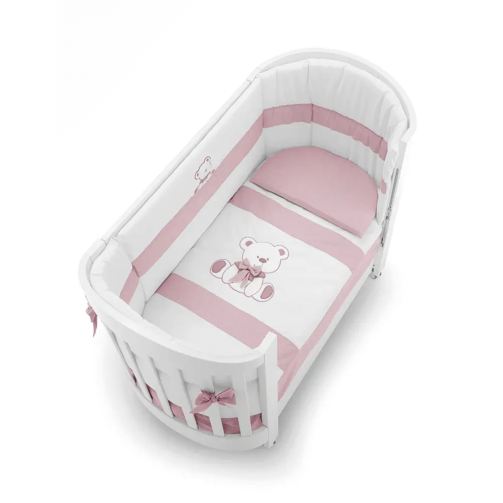 Erbesi Set Piumone Sfilabile Tato Ovale bianco rosa - lenzuolini