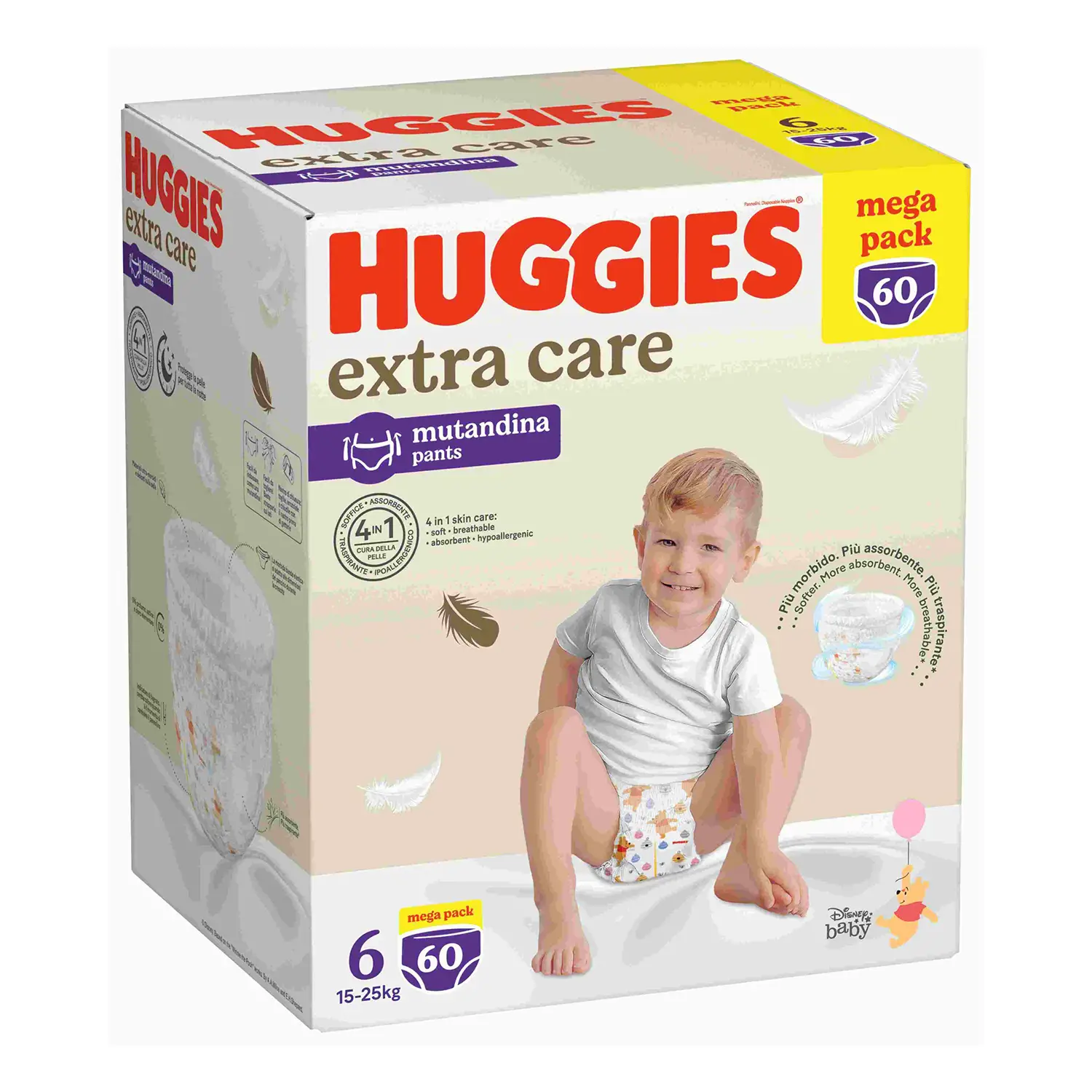 Pannolini Huggies Extra Care Mutandina Megapack - Taglia 6 - 15-25 Kg - 60 Pezzi - pannolini e salviettine