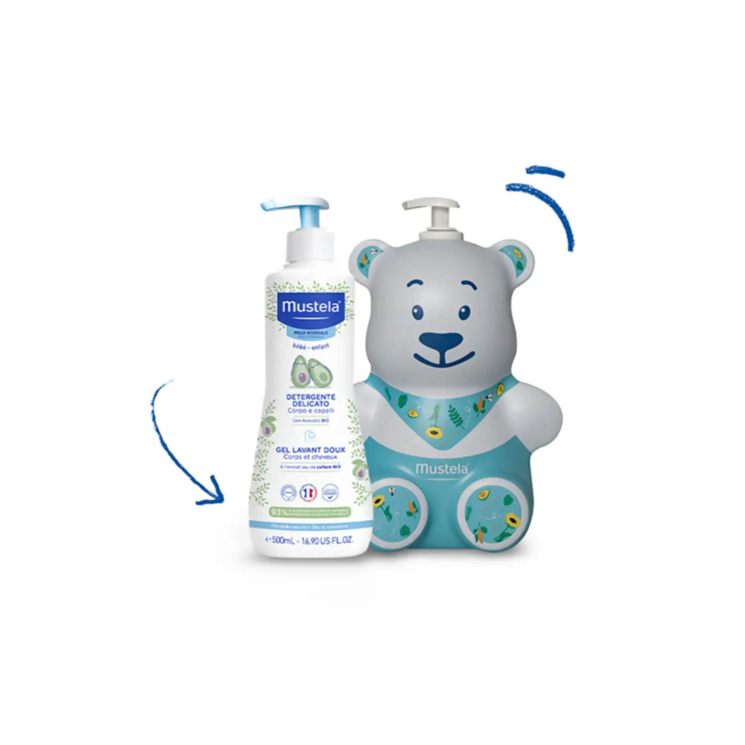 Mustela Detergente Delicato 500ml + Orsetto Copriflacone - cosmesi e igiene