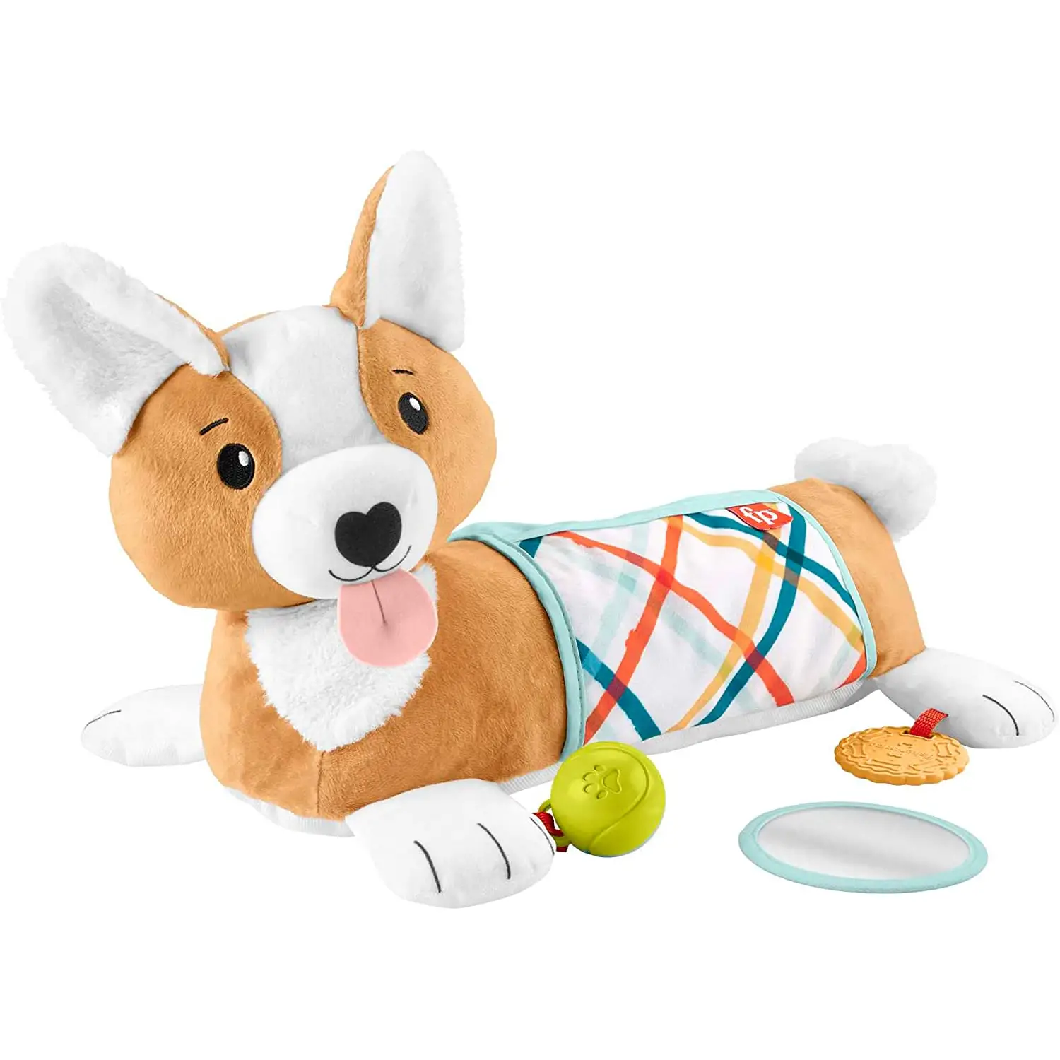 Fisher Price Cuscino Corgi Tummy Time 3 in 1 Sostiene il Bambino in Tre Modi - Primi giochi