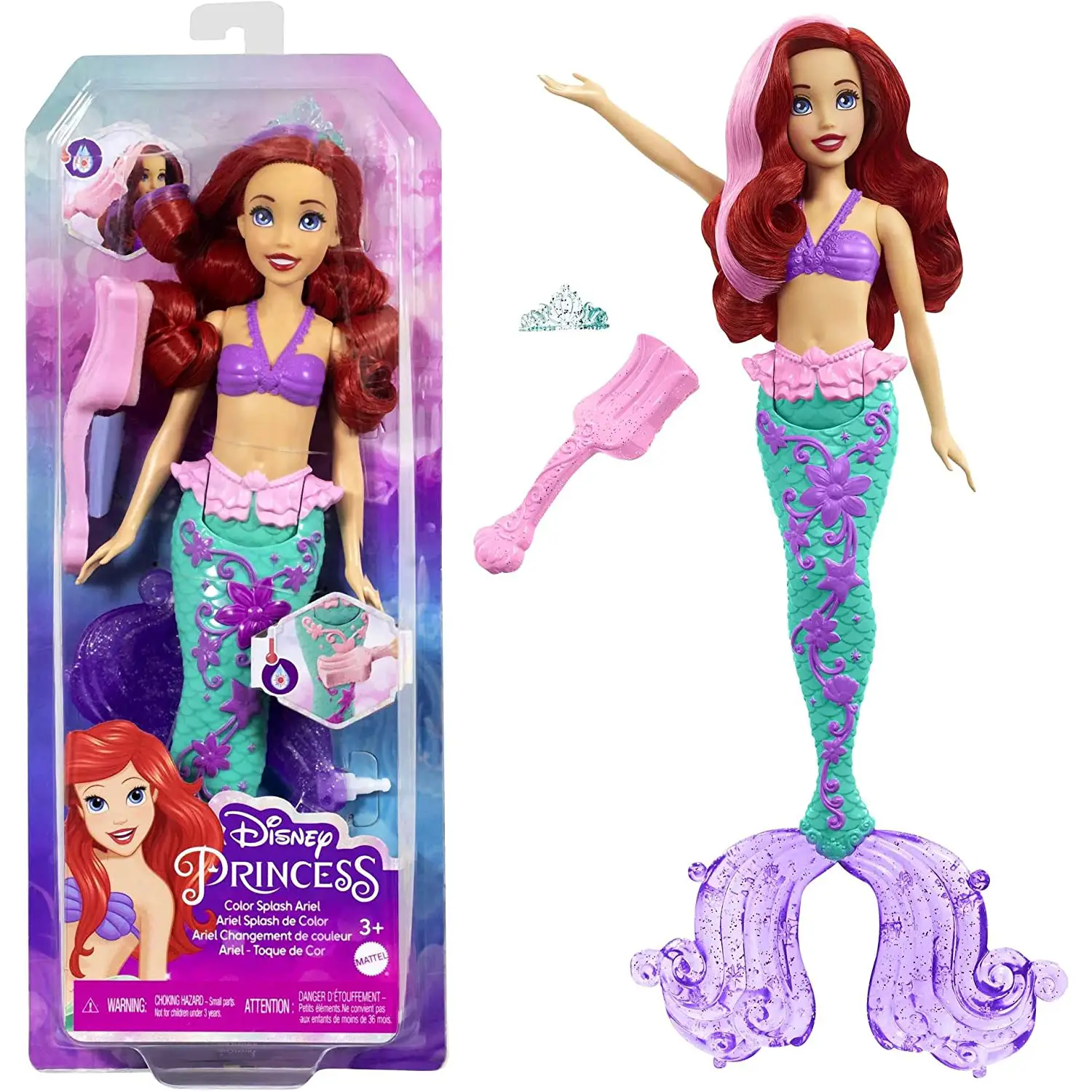 Disney Princess Bambola Ariel Cambia Colore Hlw00 - collezionabili bambina