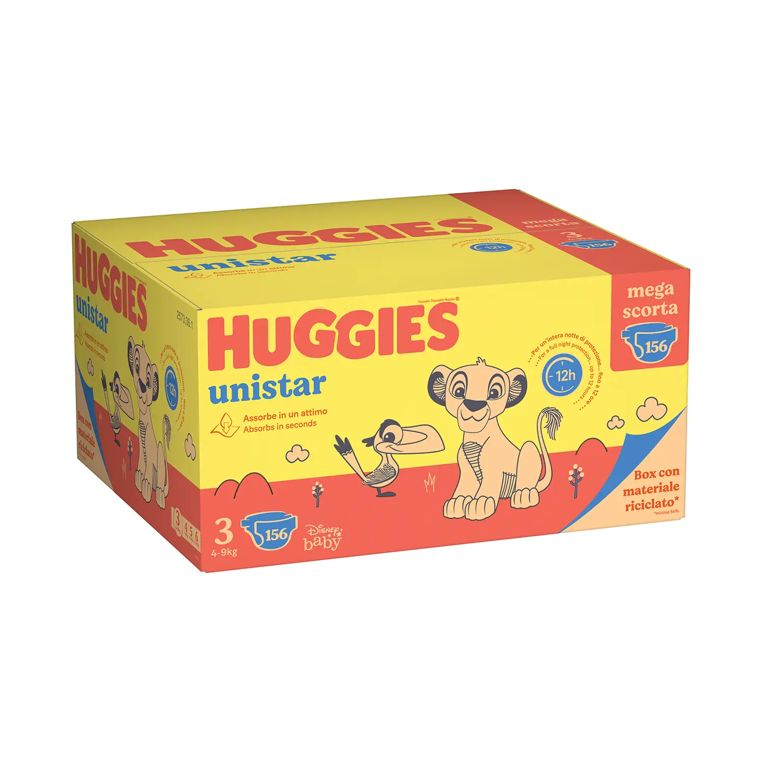 Pannolini Huggies Unistar Megapack - Taglia 3 - 4-9 Kg - 156 Pezzi - pannolini e salviettine