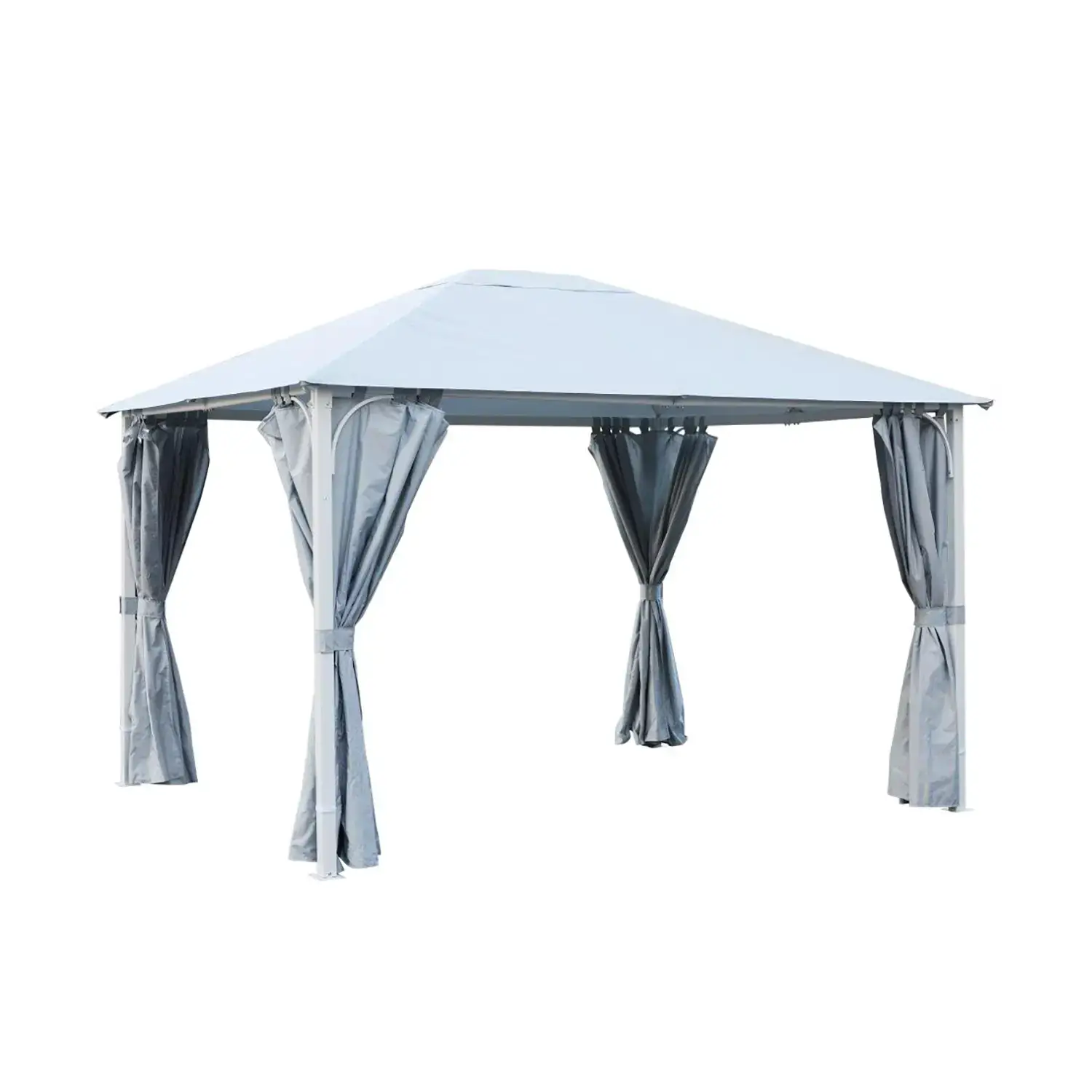 Gazebo Fuenti 3x3.6 Bianco con Telo Grigio Chiaro - gazebi in ferro