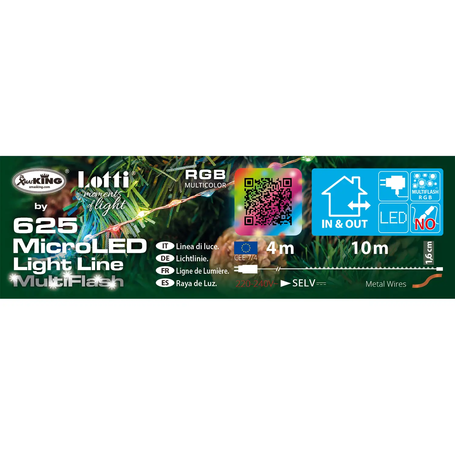 Luci di Natale Lotti - Catena 625 Micro Led Multicolor - Filo Metal da 10 metri - luci