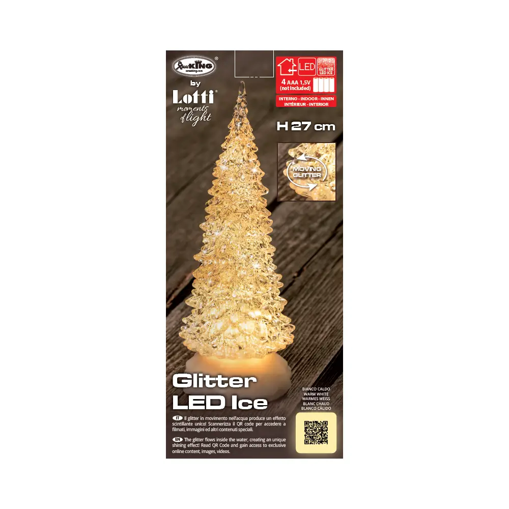 Albero Acrilico Glitter LED Ice Mix3 – Altezza 27 cm - luci