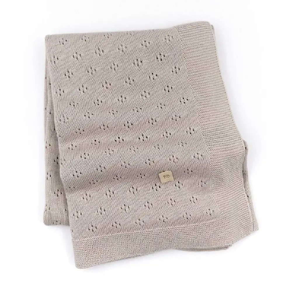 Bamboom Copertina Traforata Estiva in Maglia per Neonato 75x100 cm – Cammello - lenzuolini