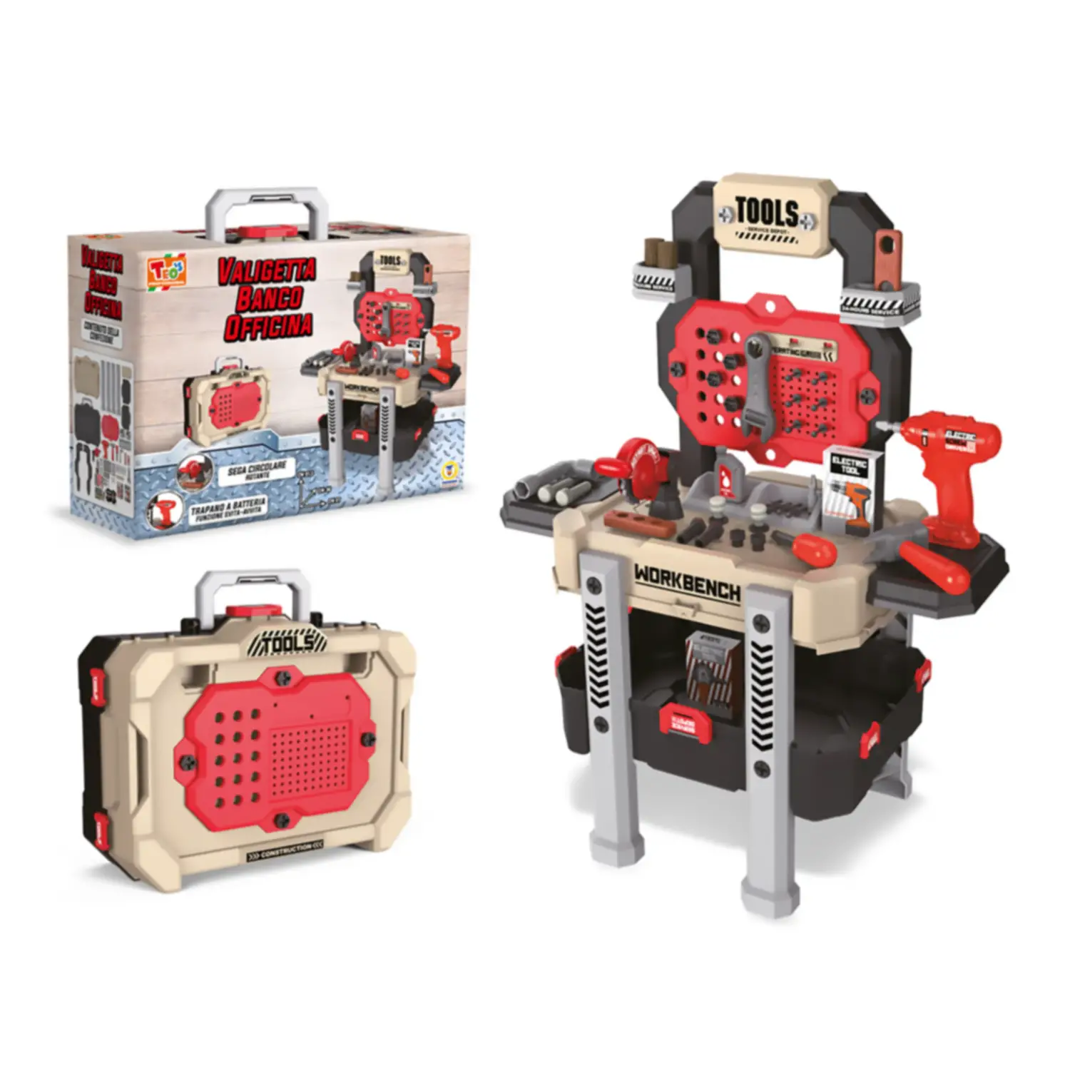 Teo's Valigetta Banco Officina 78 Pezzi per Bambini - Professioni e mestieri