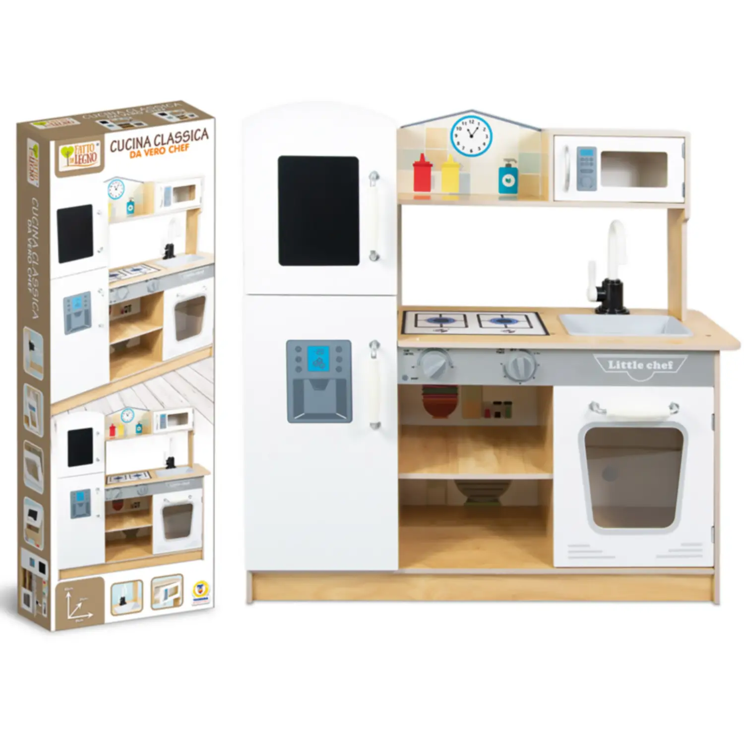 Mega Cucina Con Lavello -Fatto Di Legno - - Bambole e accessori