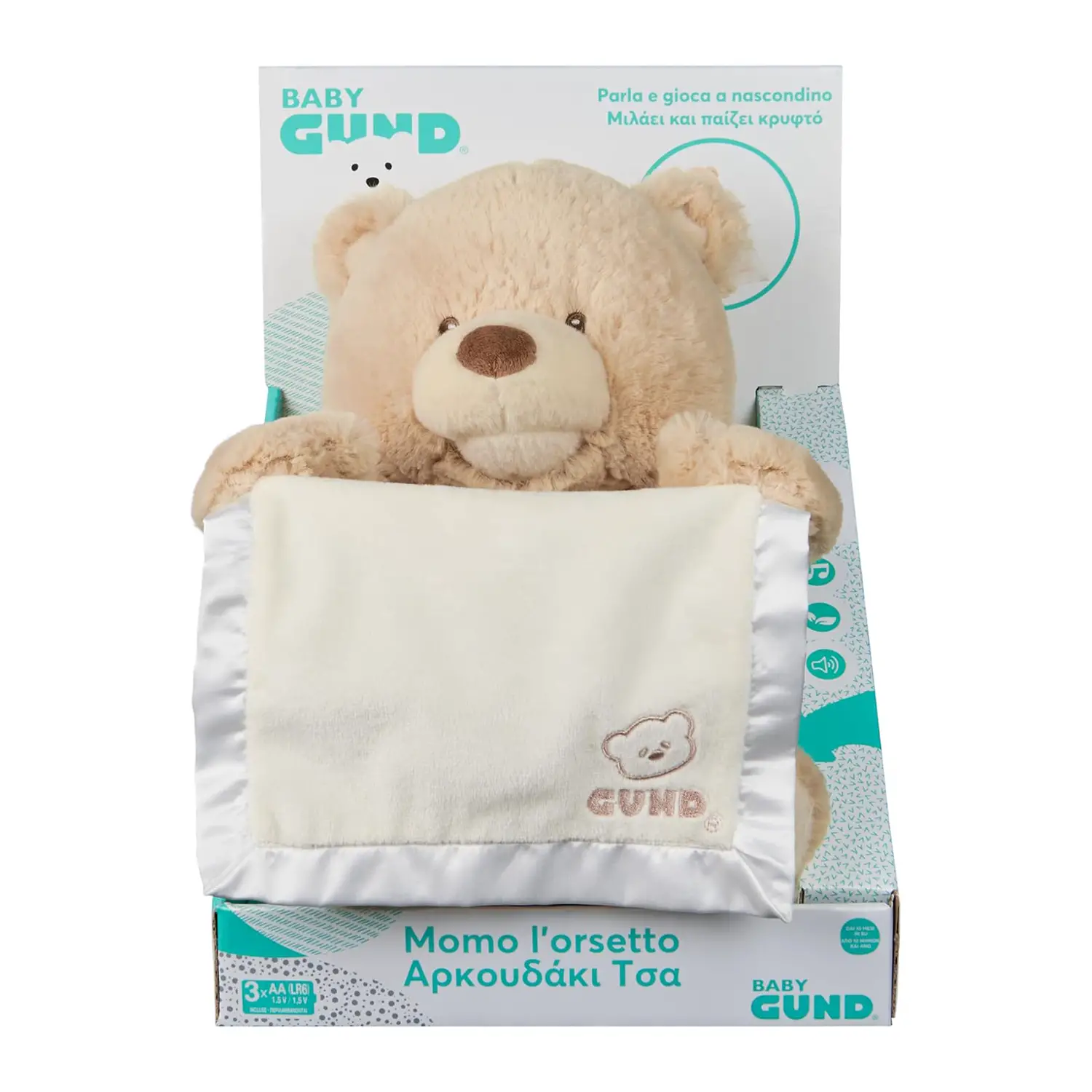 Gund Momo L'Orsetto Interattivo Parlante – Gioca a Nascondino (29 cm) - peluches 0/36 mesi