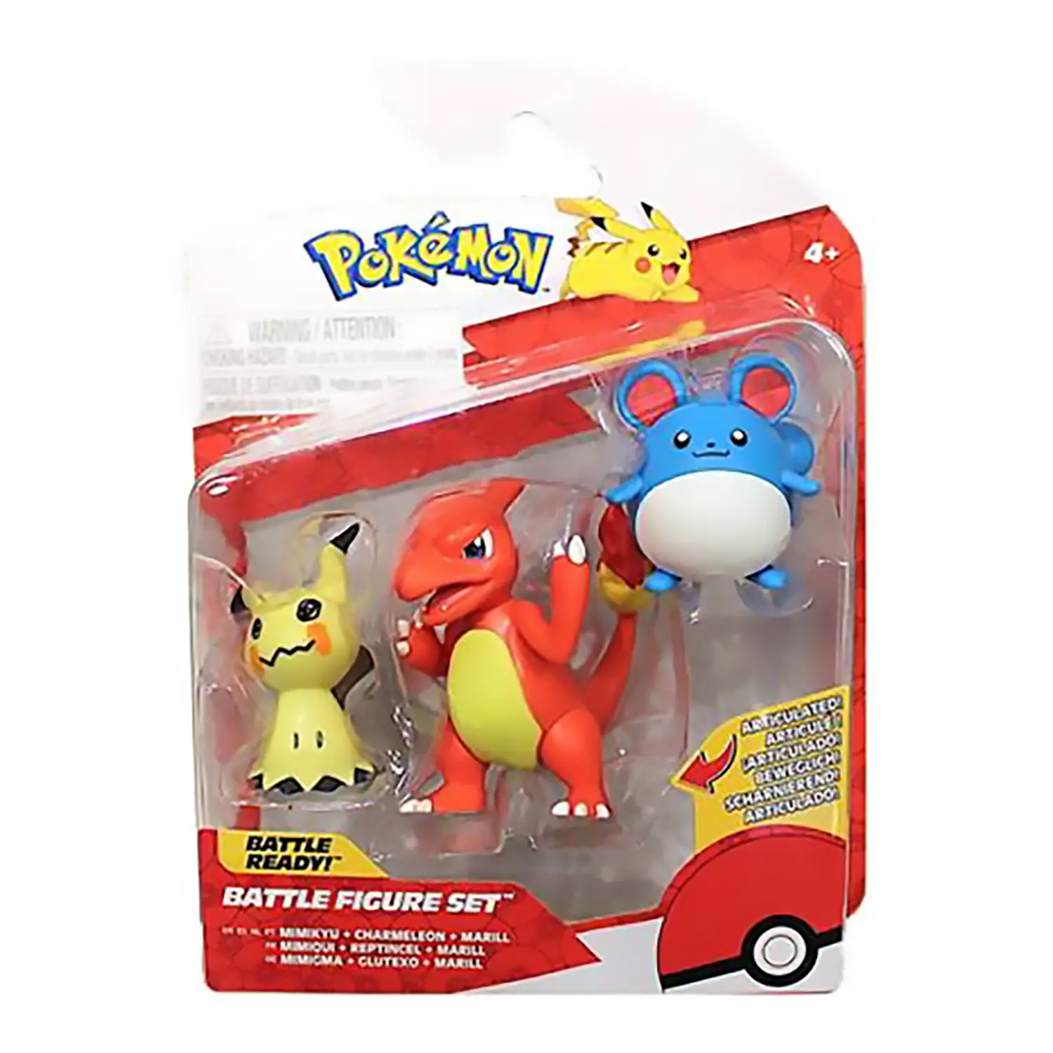 Pokemon Battle Figure Set 3 Personaggi: Marril, Mimikyu, Charmeleon - action figures ed accessori
