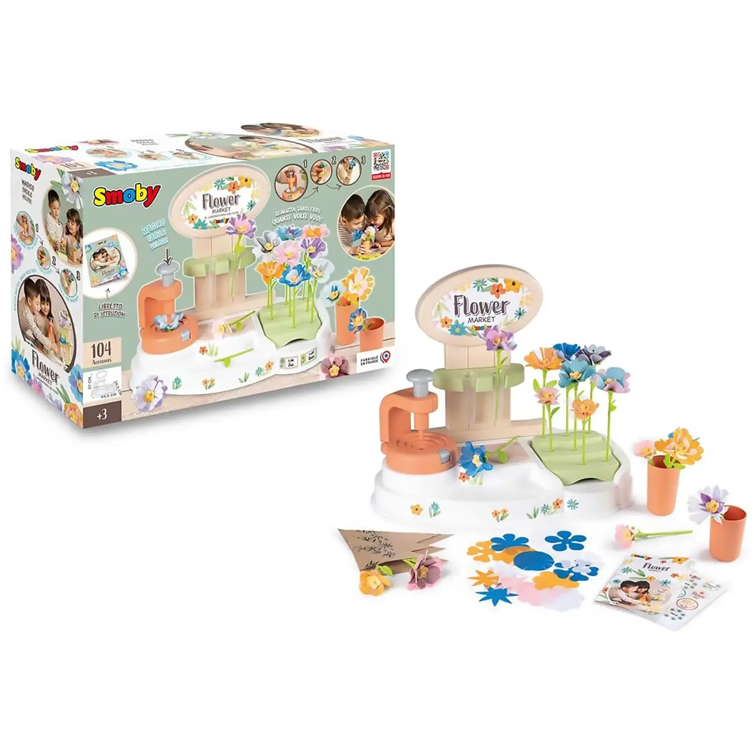 Laboratorio Fiori Flower Market Smoby con 104 Accessori Creativi - Giochi di Abilità