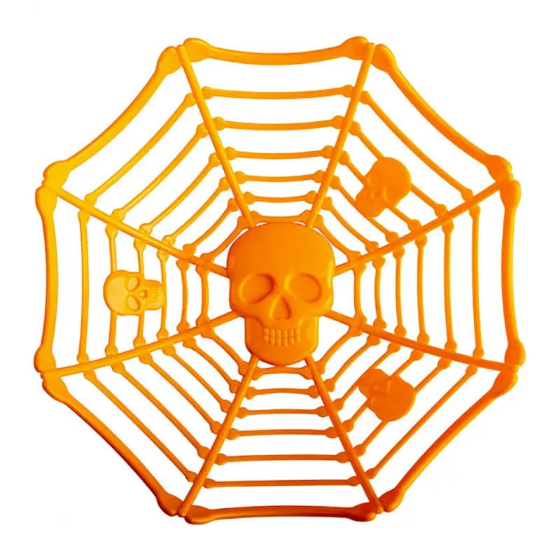 Cestino Arancione Con Teschio 26cm - accessori