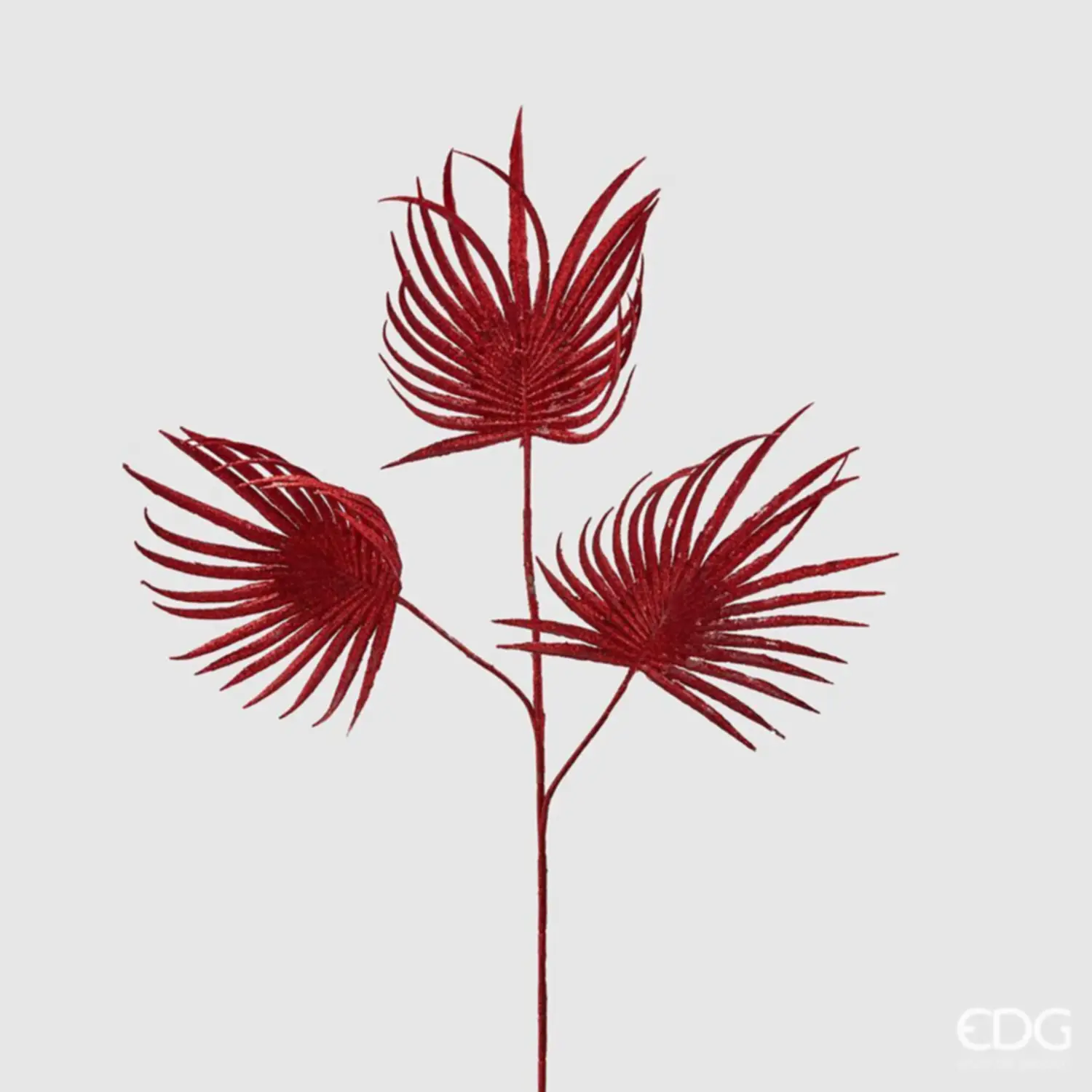 Foglia di Palma Natalizia: Altezza 68 cm, Rosso con Glitter - fiori e ghirlande