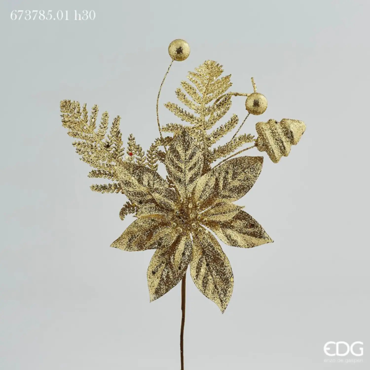 Stella di Natale con Glitter Mix Pick: Altezza 30 cm, Oro - fiori e ghirlande