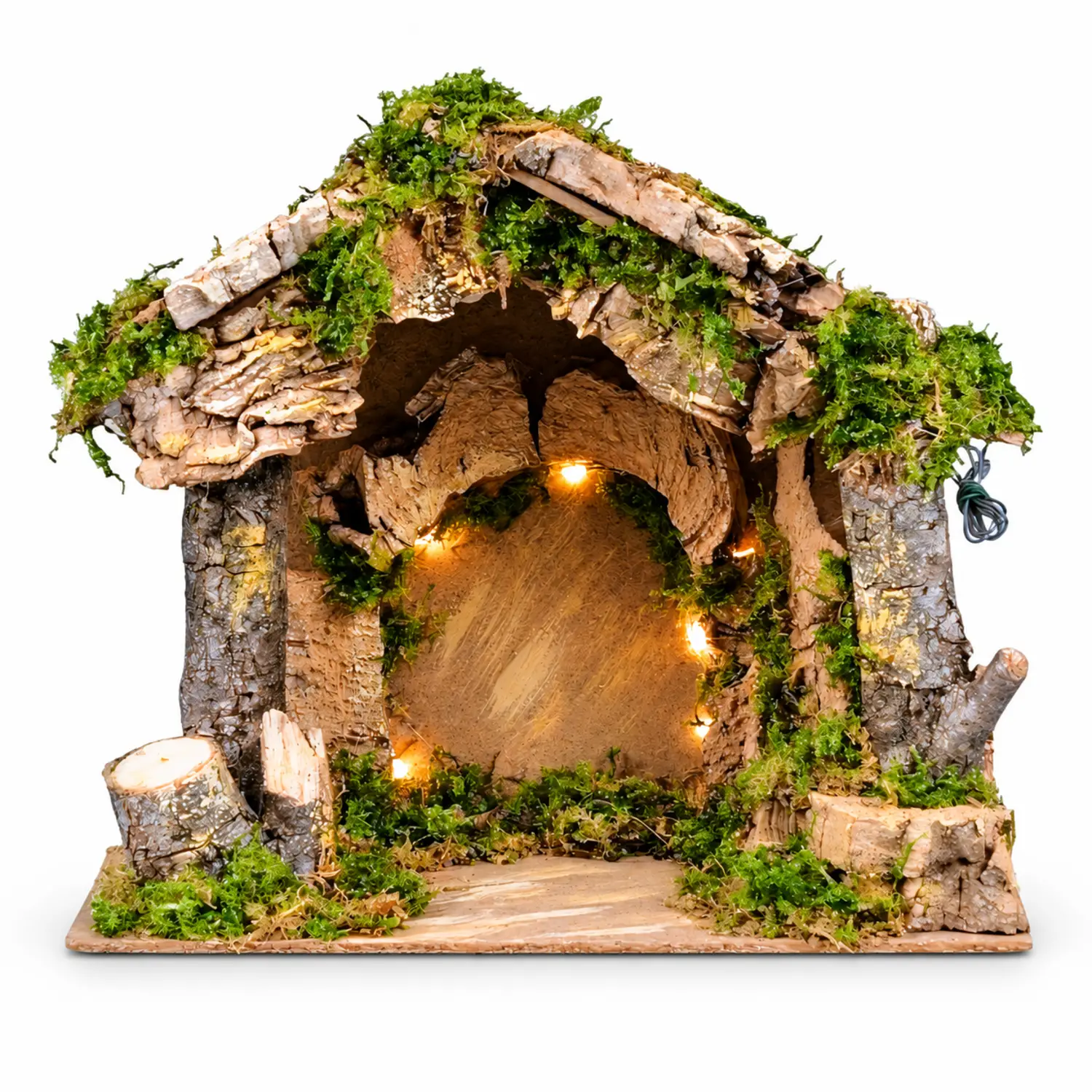 Capanna Presepe Illuminata:mc 20x14x17 cm con 10 Luci a Batteria - presepi