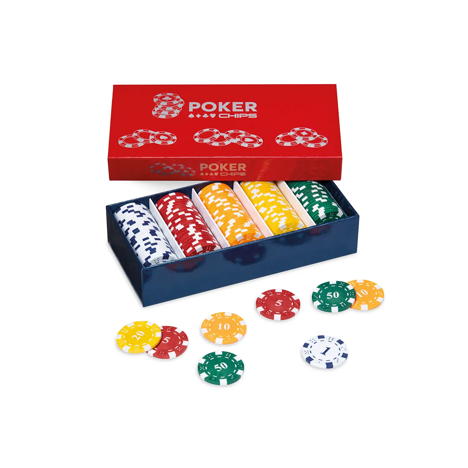 Set di Fiches da Poker: 125 Pezzi in Plastica, Vari Colori e Valori - giochi di società