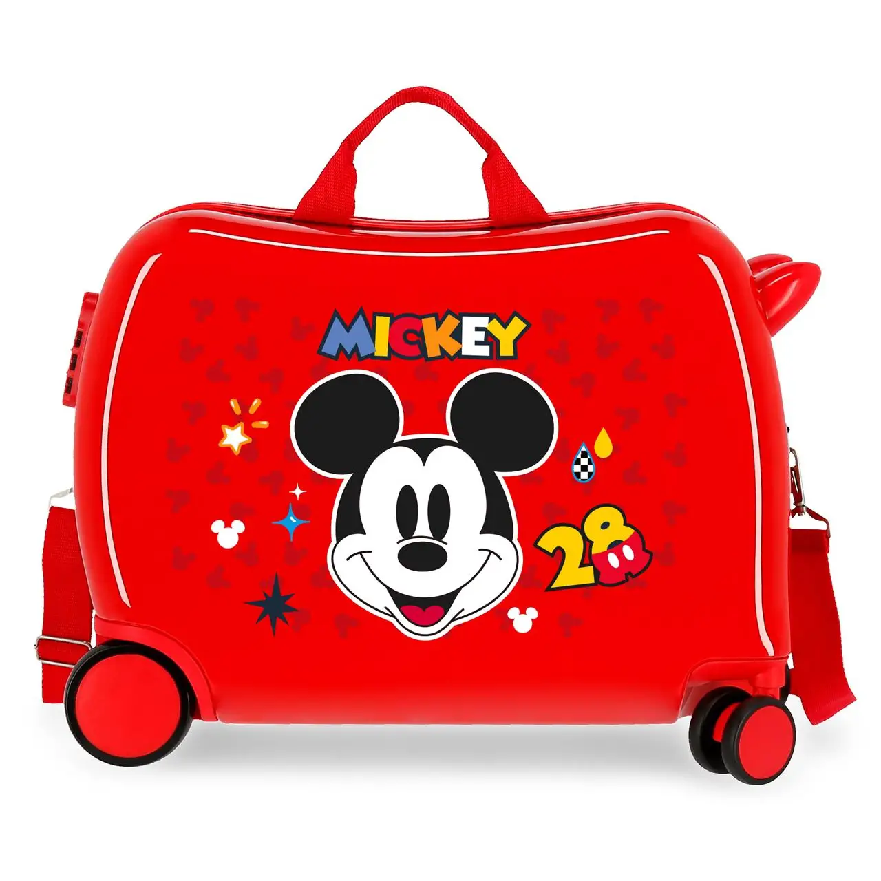 Valigia Cavalcabile con 2 Ruote Multidirezionali Mickey Get Moving Rosso - valige e borse da viaggio