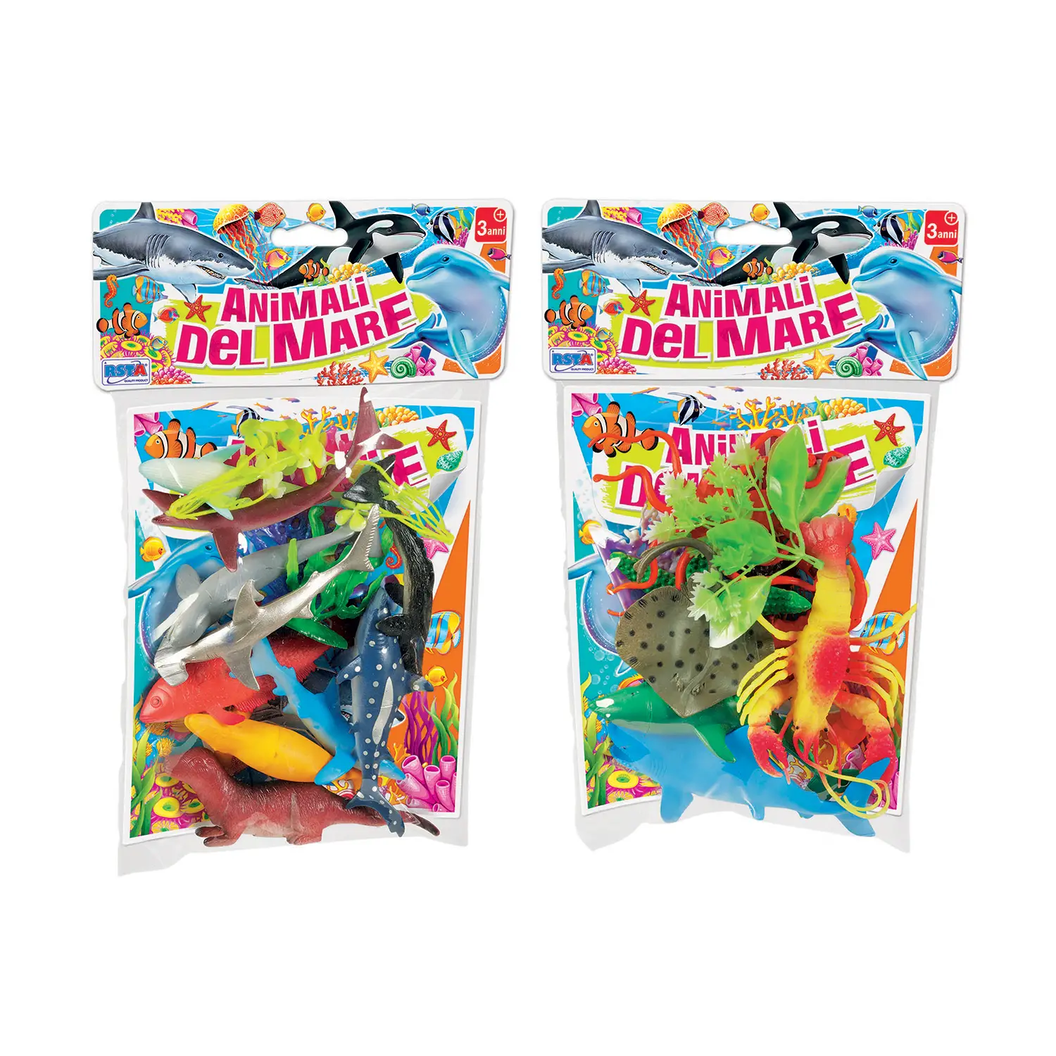 Busta Animali del Mare 14 Pezzi (2 assortimenti) - Animali
