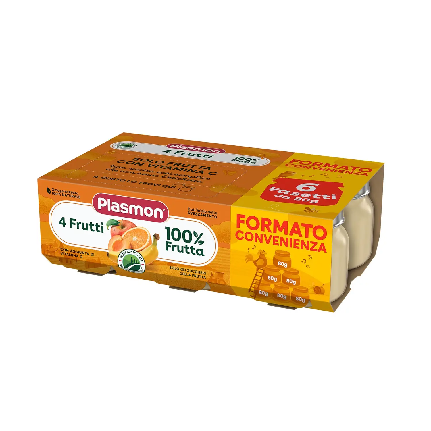 Plasmon Omogeneizzato Frutta - Frutta Mista, 80g x 6 - per Bambini - omogeneizzati