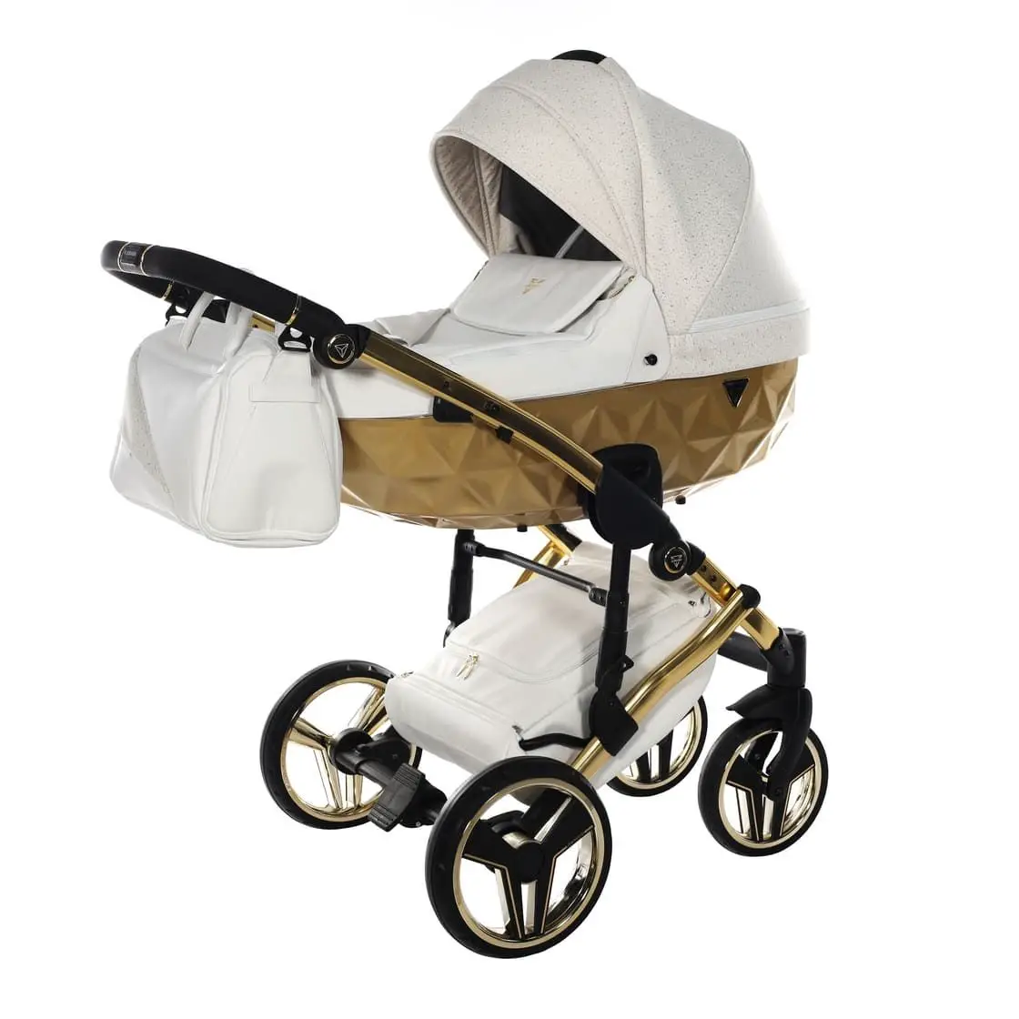 Junama Starry Night 2 In 1 Tessuto Bianco Telaio Oro Giallo Dettagli Bianco Ecopelle - trio e modulari