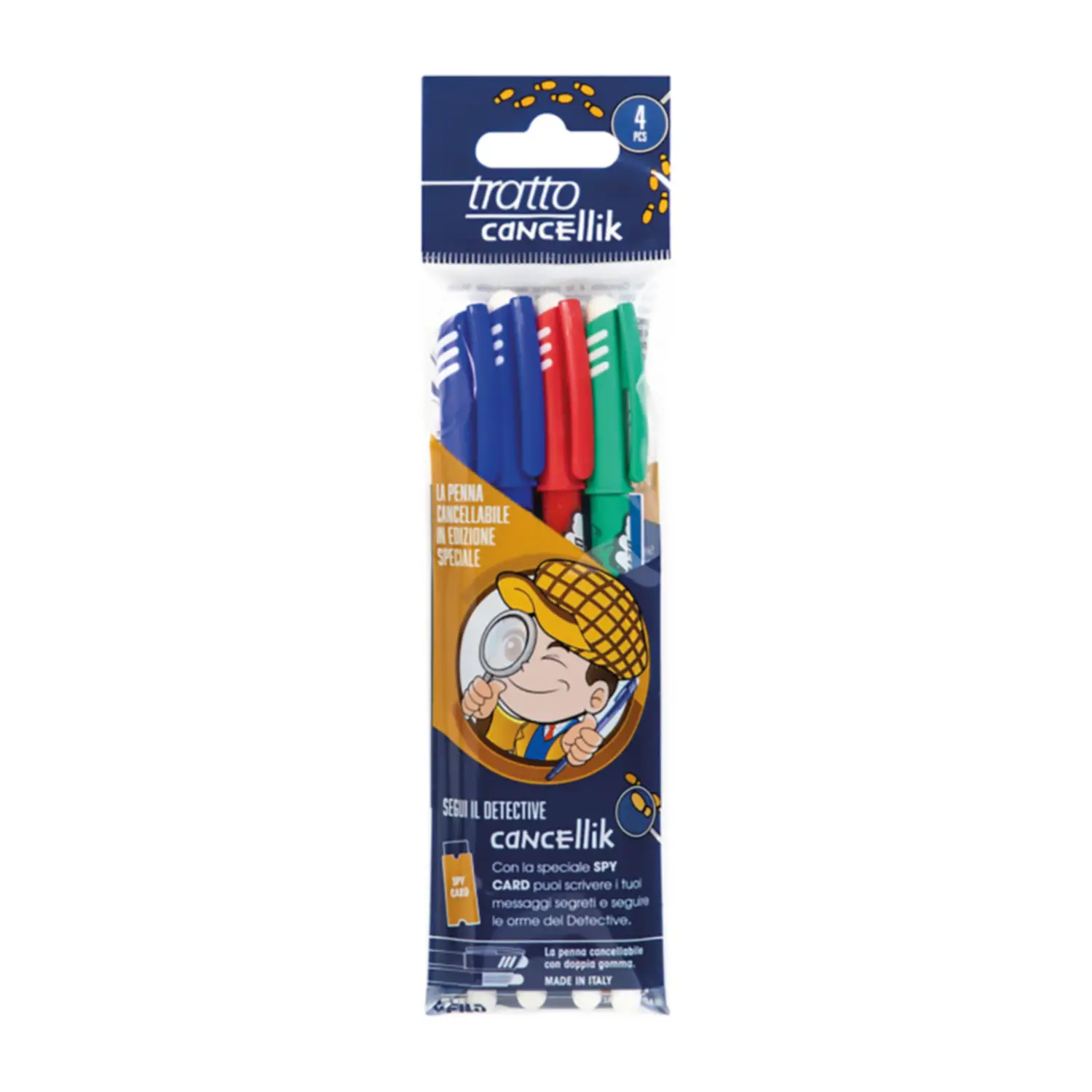 Tratto Cancellik 4 Pz + Card Detective - penne pennarelli ufficio