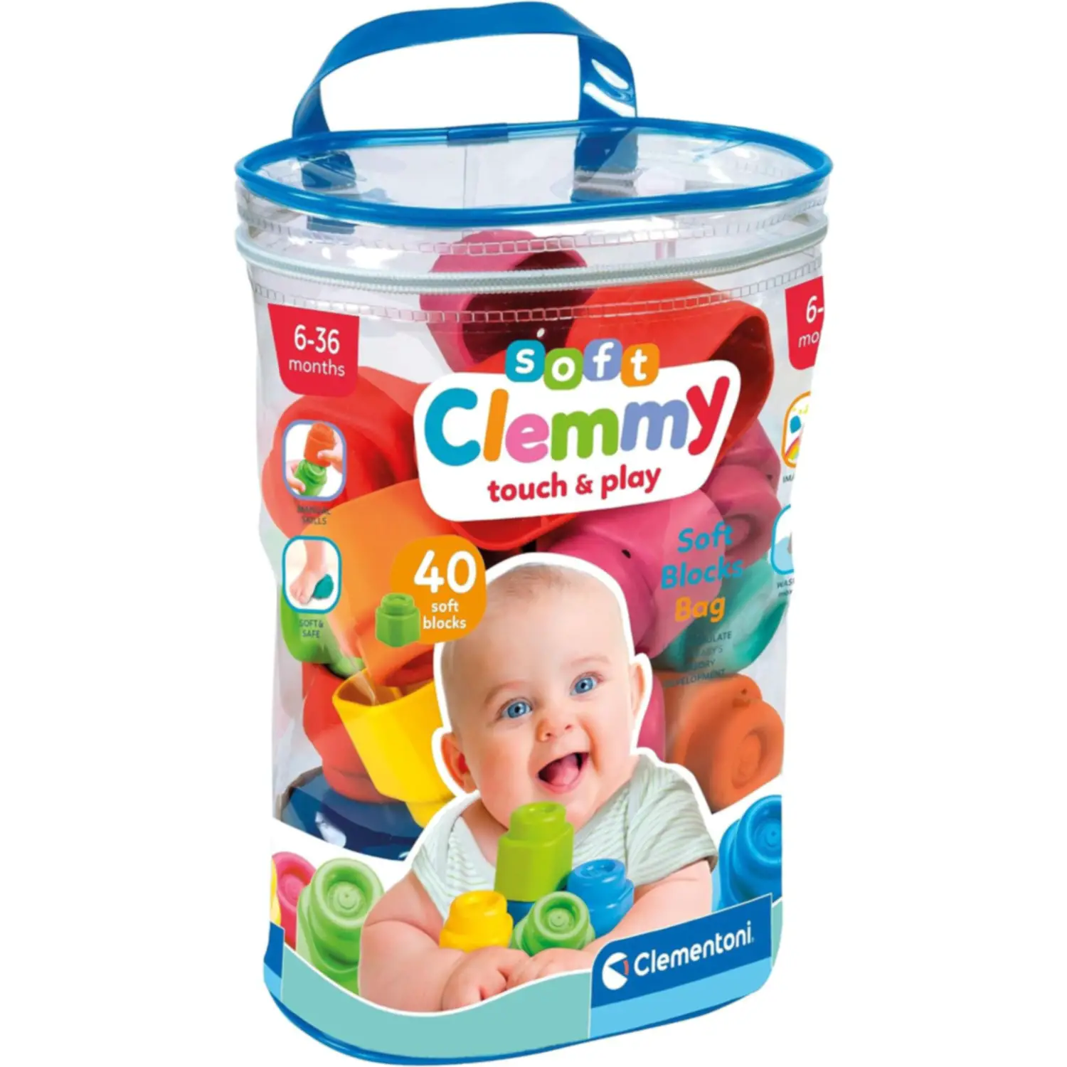 Soft Clemmy Sacca 40 Mattoncini Clementoni - Prime costruzioni soffici