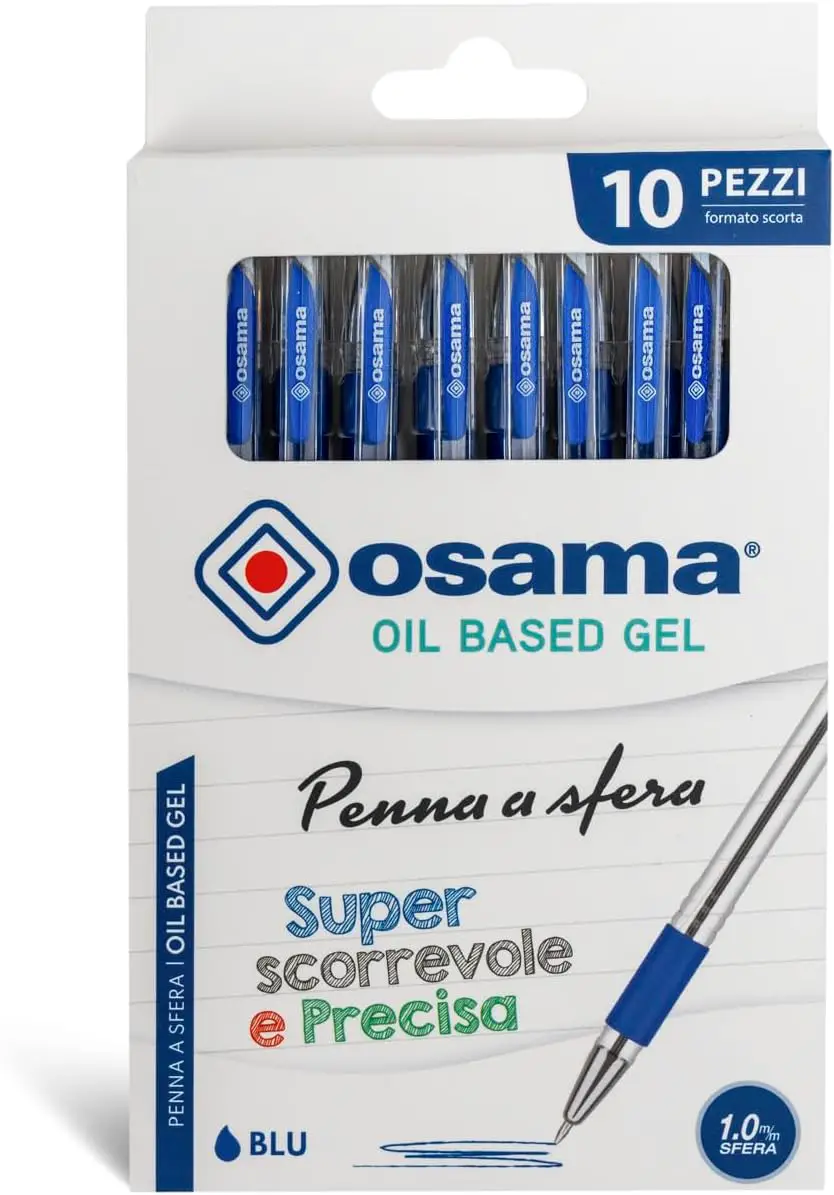 Penna a Sfera OBG con Cappuccio, Tratto 1 mm. - Blister 10 Penne Blu - penne pennarelli ufficio