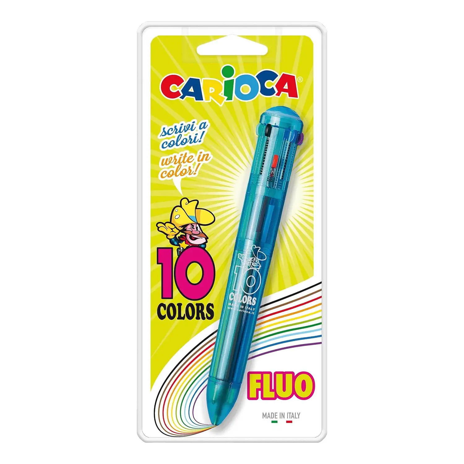 Penna a Sfera a Scatto Multicolore Carioca 10 Colori - penne pennarelli ufficio