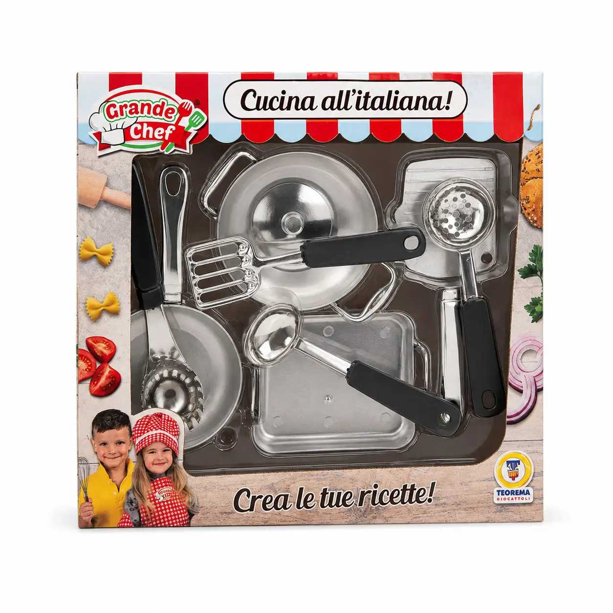 Grande Chef - Set di Pentole con Accessori - Alimenti, mercatini, stoviglie