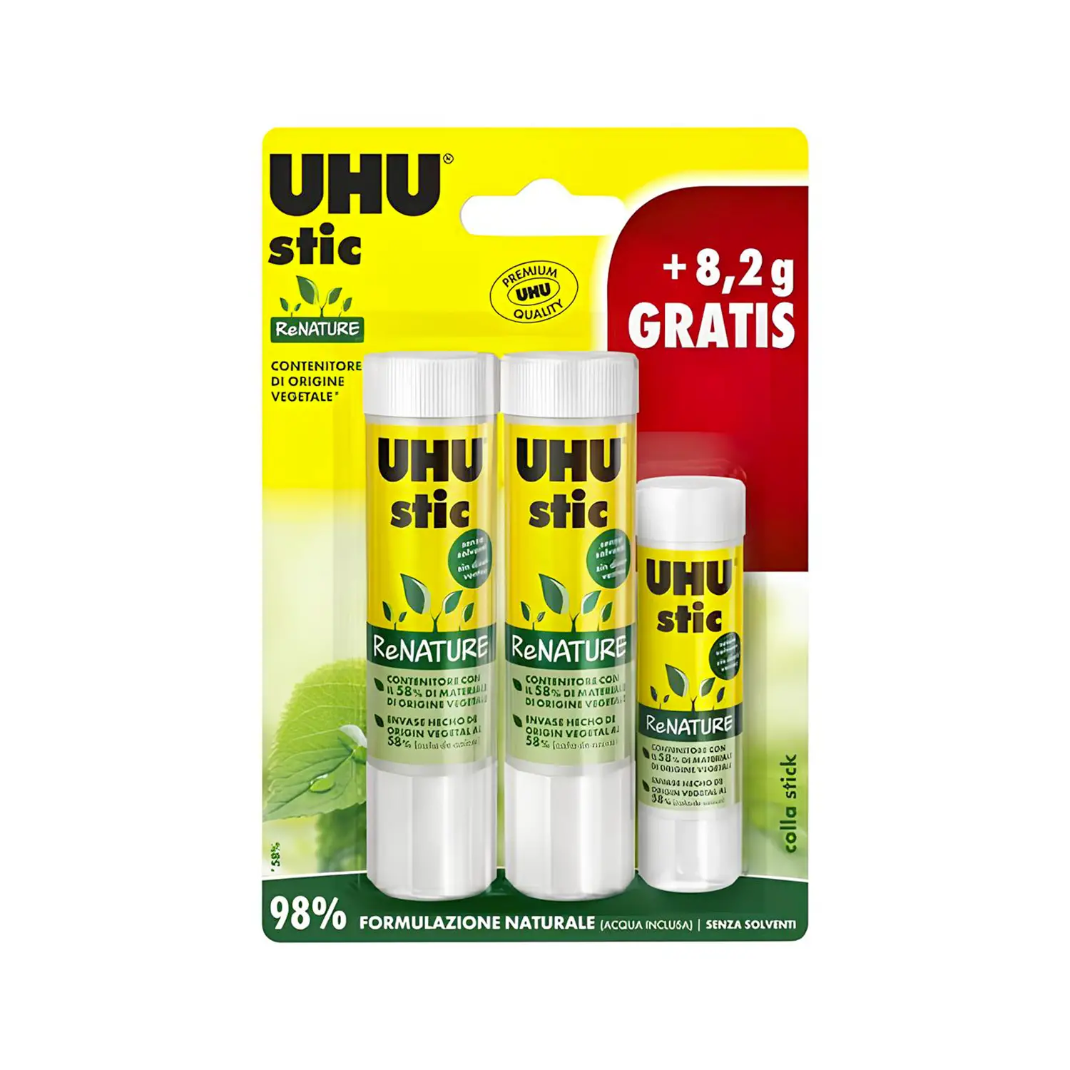 Uhu Stic Renature 2x21 + 8,2g Omaggio - Nastri adesivi e colle