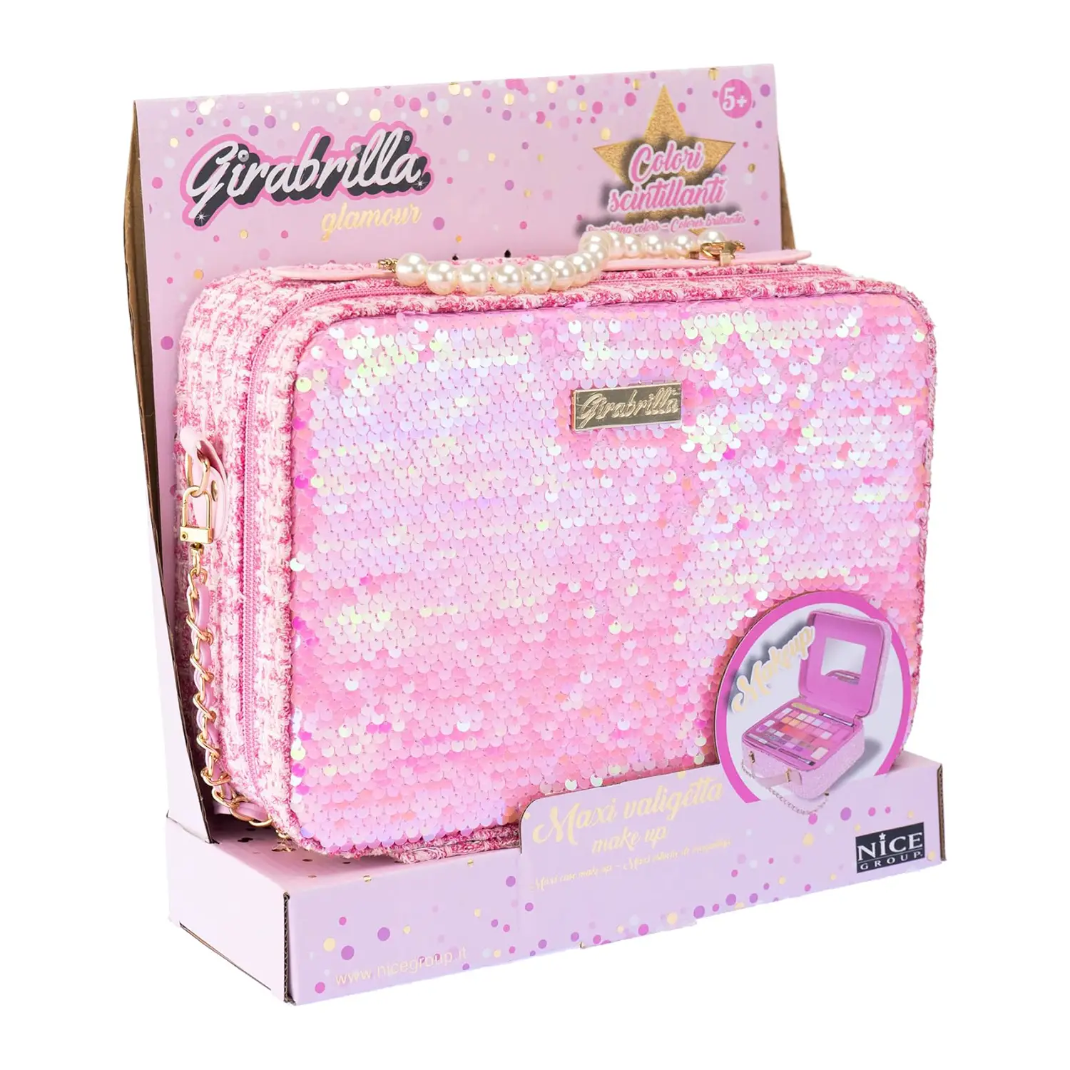 Girabrilla Tweed Case - Maxi Valigetta Make-Up Rosa - bellezza e accessori