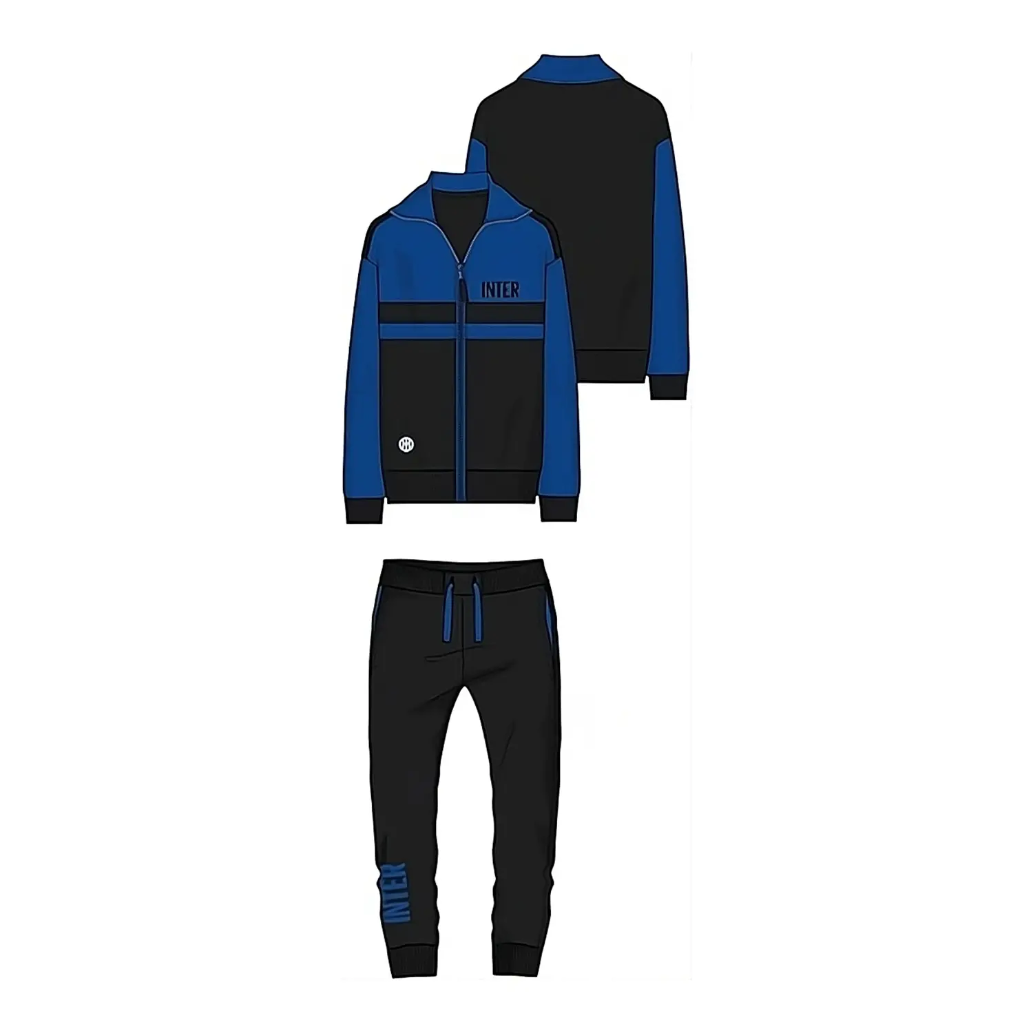 Pigiama Tuta Garzata Blu Royal Con Zip Intera Inter S - biancheria casa