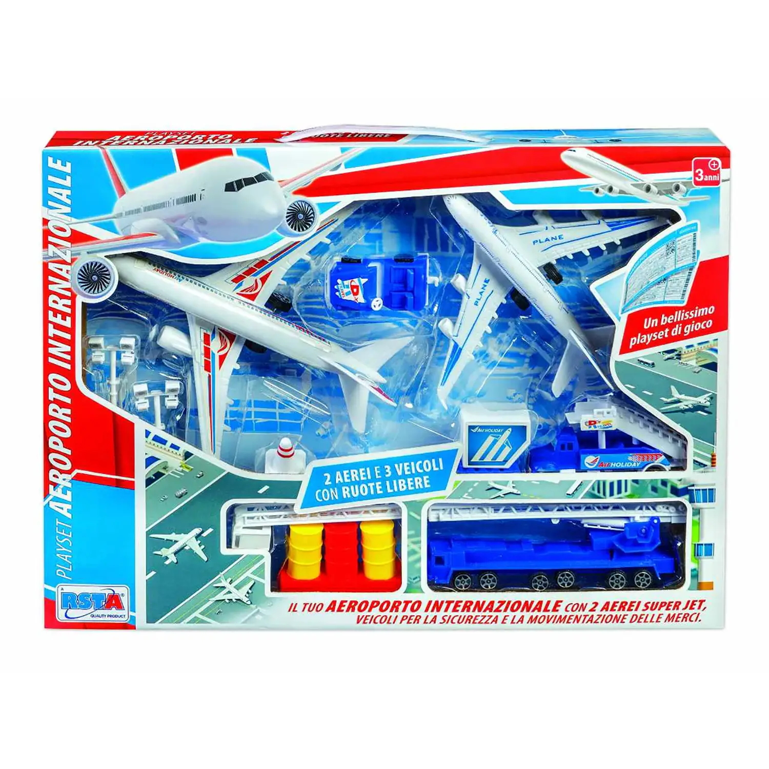 Playset Aeroporto Internazionale 2 Aerei +3 Veicoli - play set