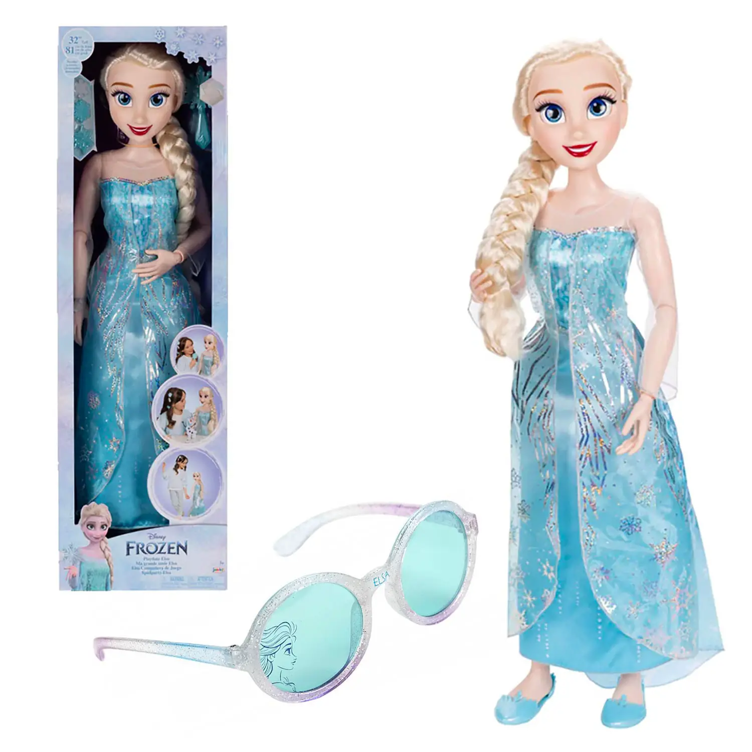 Bundle Frozen: Bambola Elsa 80 cm + Occhiali da Sole Premium per Bambina - Bambole e accessori