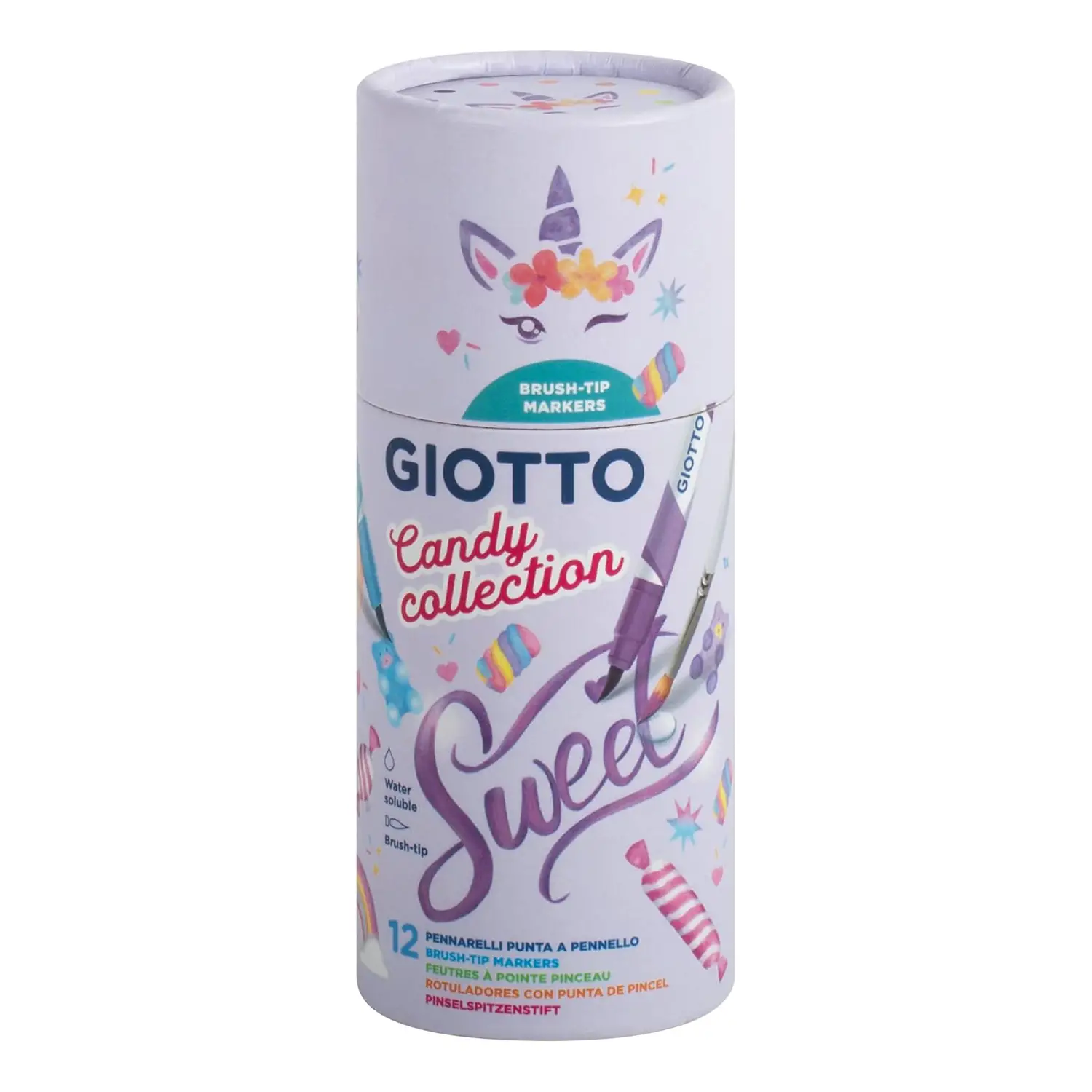 Giotto Turbo Soft Brush Candy Collection Tubo 12 Pennarelli Acquerellabili - Pennarelli
