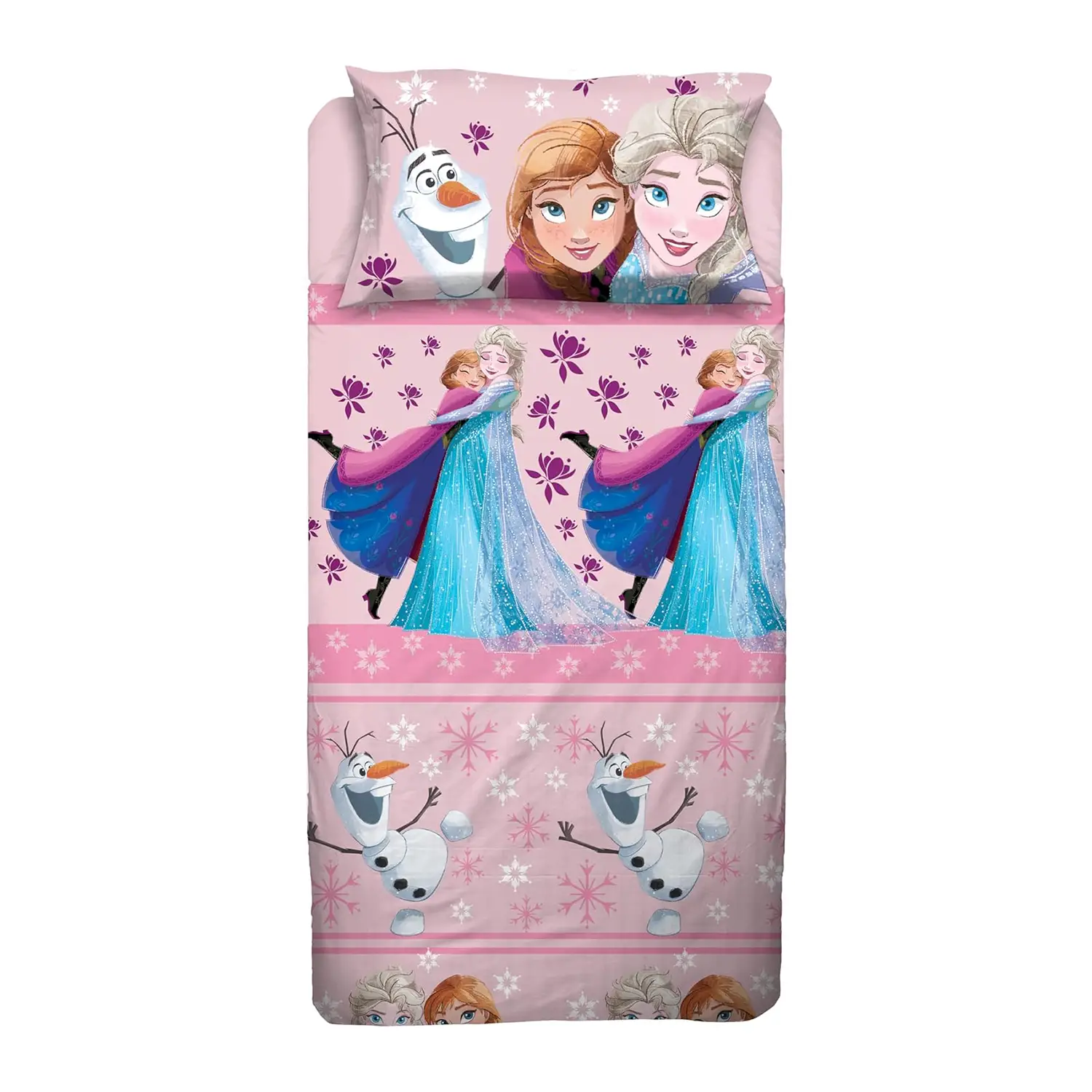 Set Lenzuolo Letto Singolo Frozen Rosa - 100% Cotone - biancheria casa