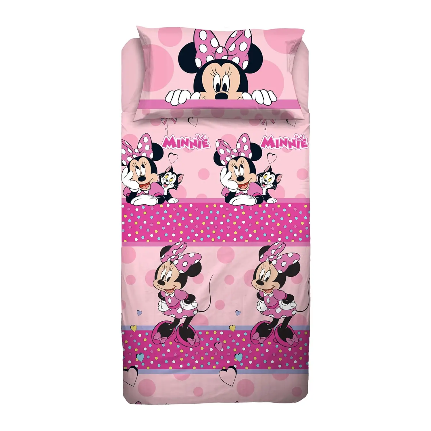 Set Lenzuolo Piazza e Mezza Minnie Mouse - Completo Letto Disney - biancheria casa