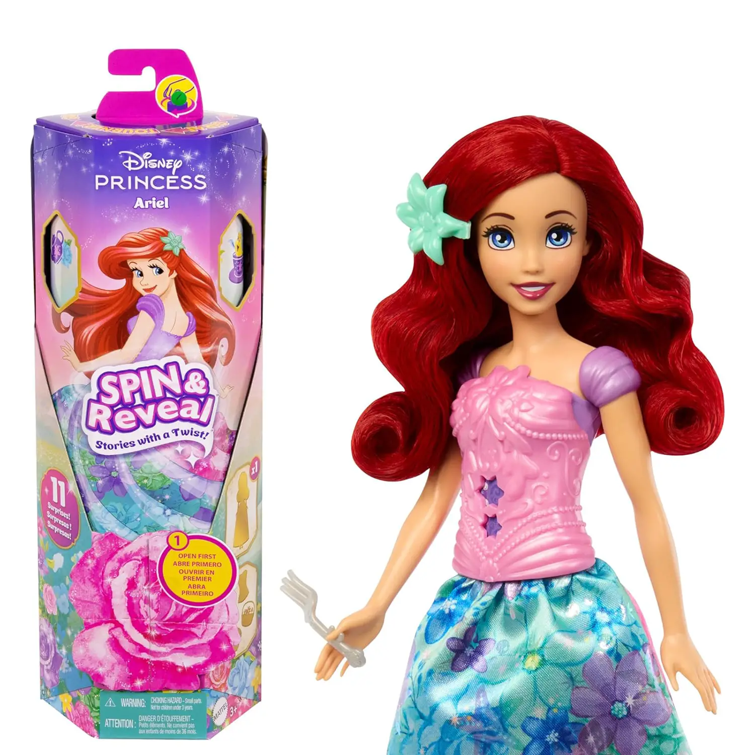 Disney Princess Spin E Reveal Ariel - collezionabili bambina