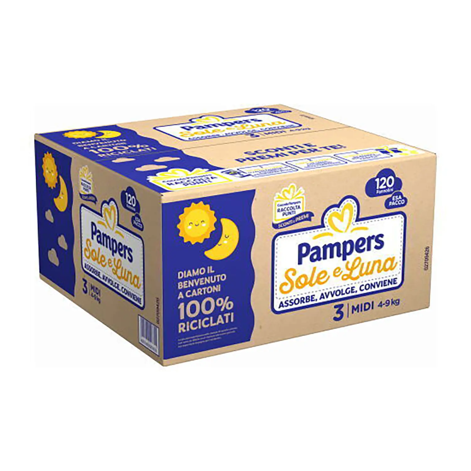 Pannolini Pampers Sole e Luna Esapack - Taglia 3 - 4-9 Kg - 120 Pezzi - pannolini e salviettine