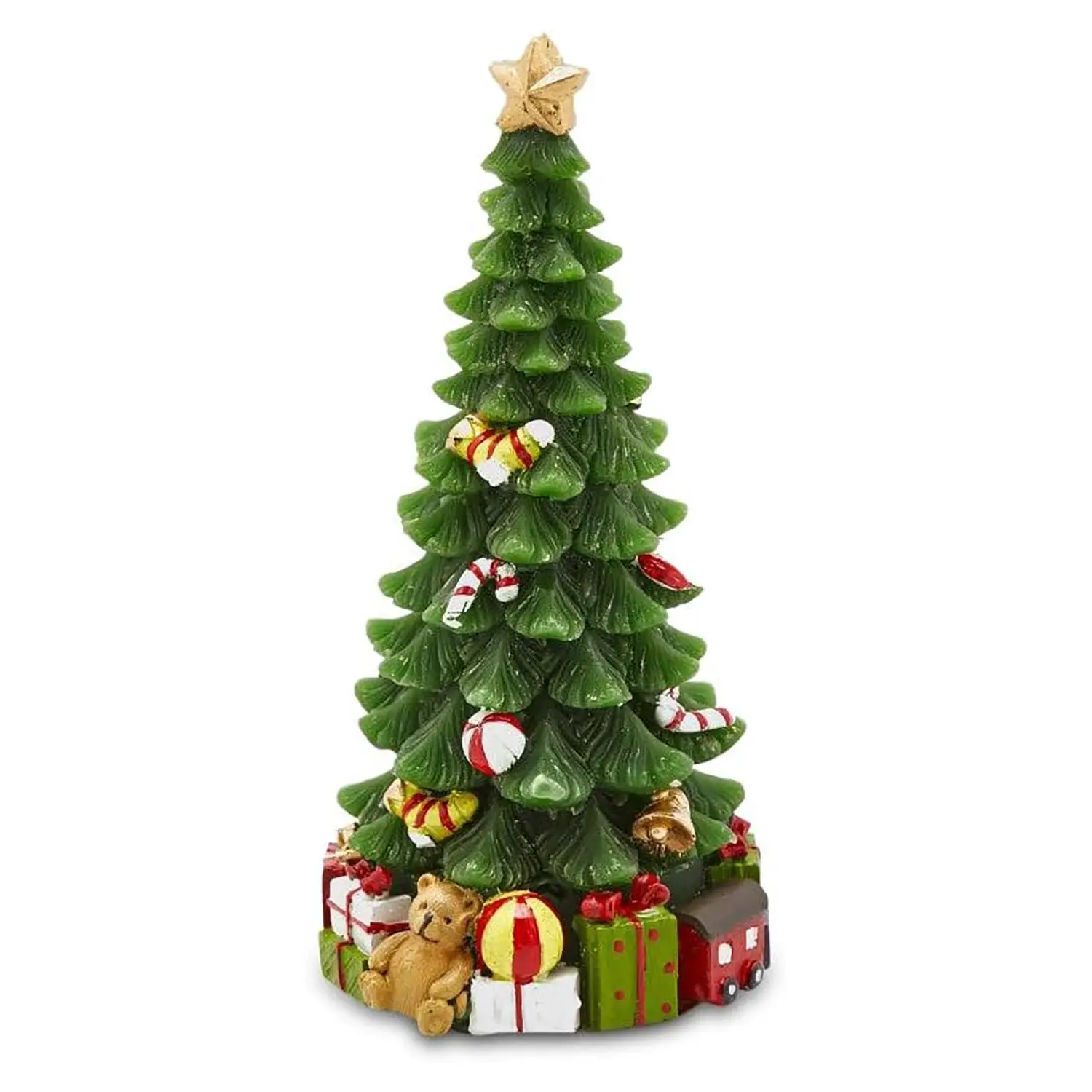 Candela Albero di Natale Verde H22cm Pino Decorato Festivo - addobbi casa