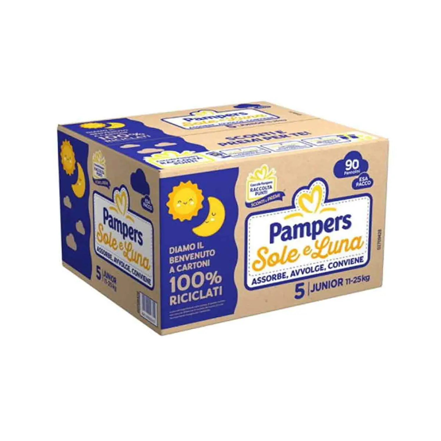 Pannolini Pampers Sole e Luna Esapack - Taglia 5 - 11-25 Kg - 90 Pezzi - pannolini e salviettine