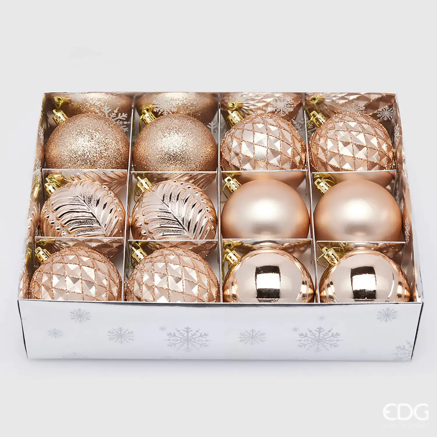 Addobbo Palla Decomix Cf 12pz Diametro 10cm Rose Gold - addobbi albero