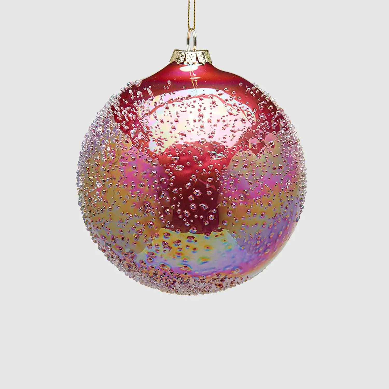 Addobbo Palla Vetro Rossa Microbolle D12 Cm - addobbi albero