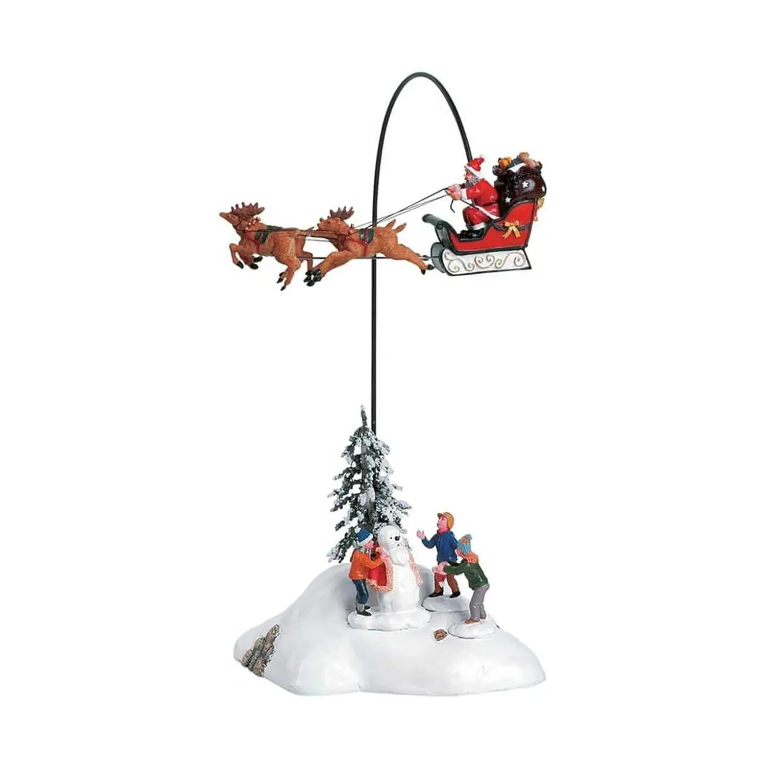 Lemax Santa Claus Is Coming To Town 54353 – Set 4 Pezzi Animato con Babbo Natale, Slitta e Renne - scene e villaggi
