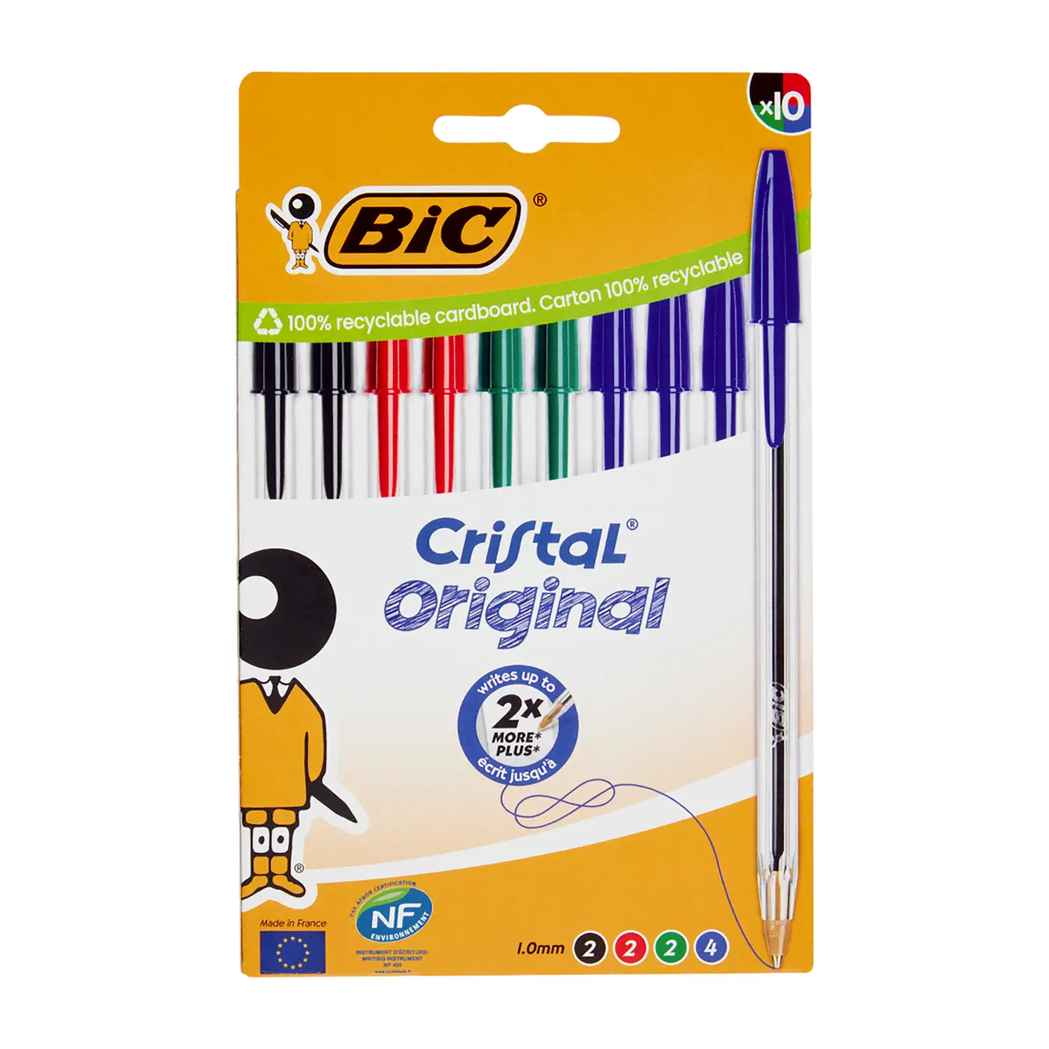 Penne Bic Cristal Original Blister 10 Pz Assortiti - penne pennarelli ufficio