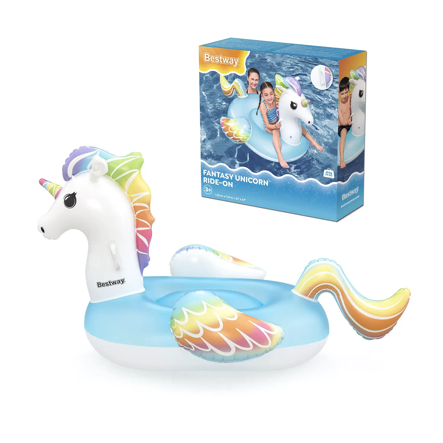 Cavalcabile Unicorno Fantasy 1,55 m x 1,19 m, Età: 3+ - estivo mare