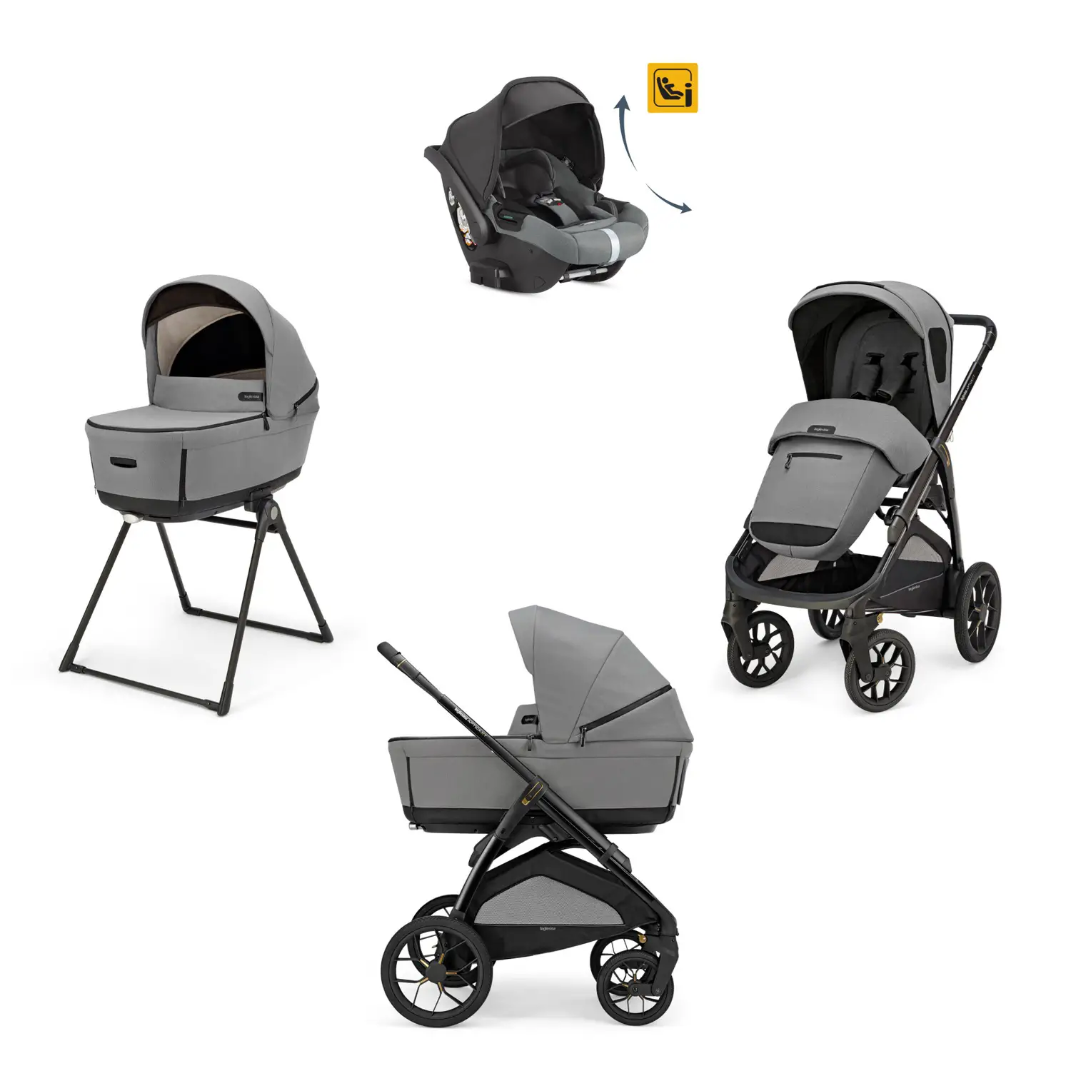 Aptica XT System Quattro Canyon Grey Con Seggiolino Darwin-R-Reclinabile Evo e Telaio - trio e modulari