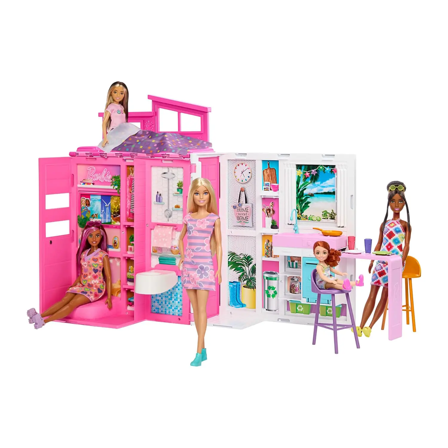 Barbie - Loft Casa delle Vacanze, Plyaset con Bambola HRJ77 - collezionabili bambina