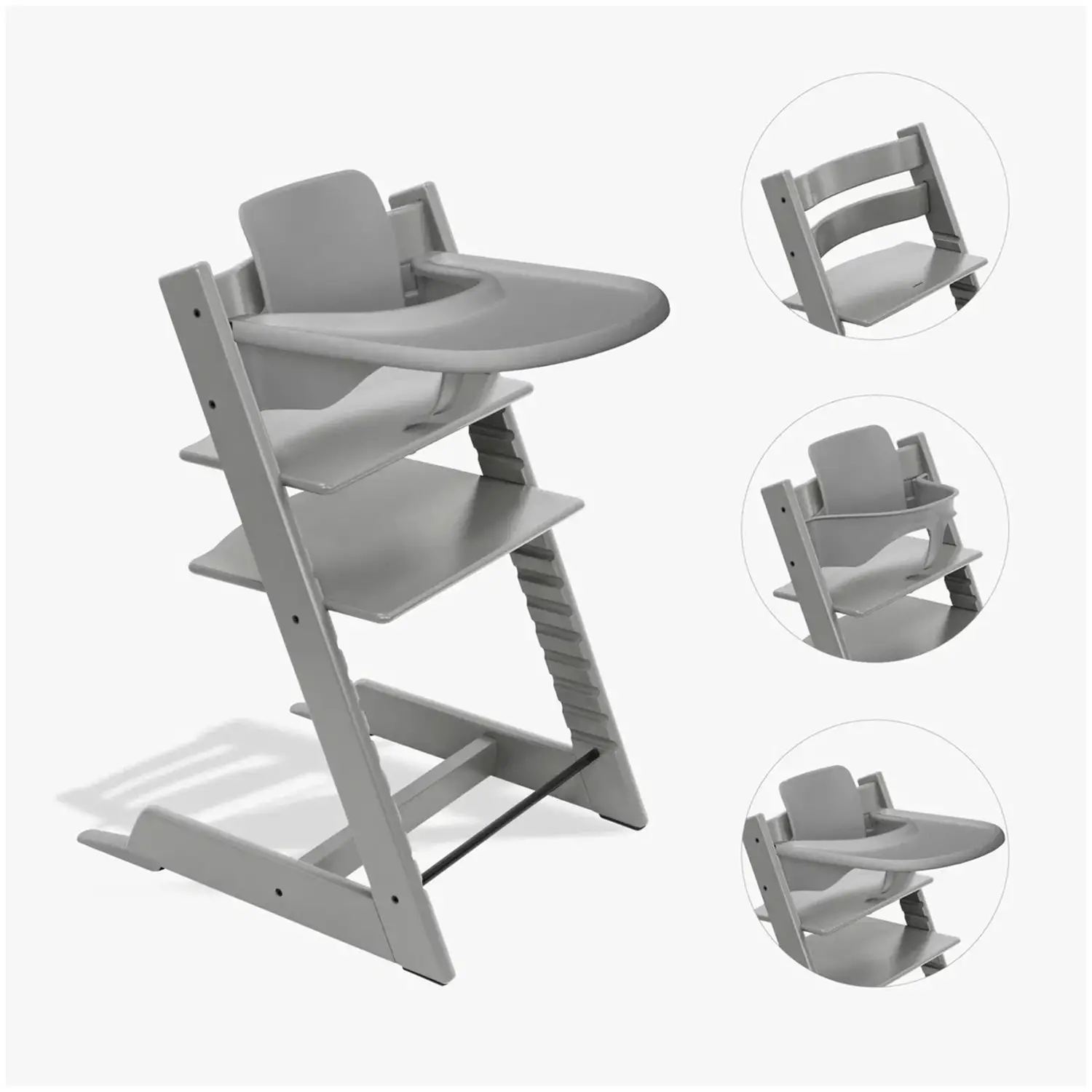 Tripp Trapp Storm Grey Bundle Con Baby Set E Vassoio - seggioloni