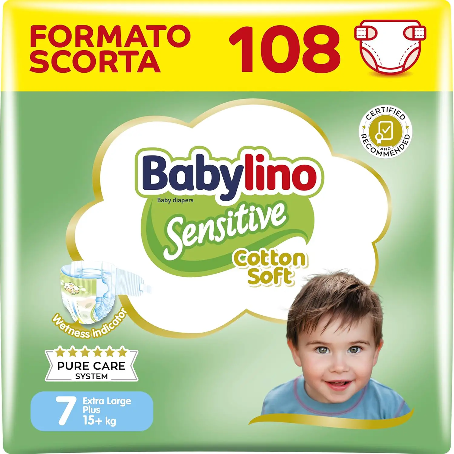 Babylino Sensitive Economy Pannolini Taglia 7 - 15+ Kg - 36 Pezzi Per Conferzione X - pannolini e salviettine